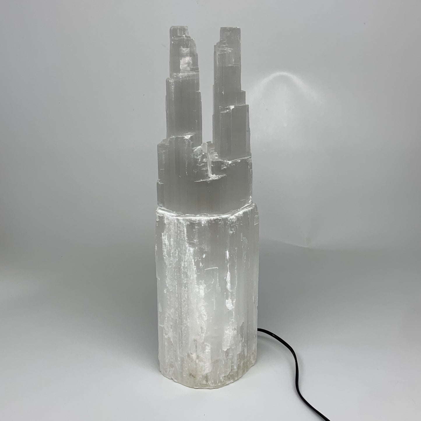9.2 lbs, 15.3"x4.6"x3.4" Rough Selenite (Satin Spar) Lamp Tower W/Chord, B35753