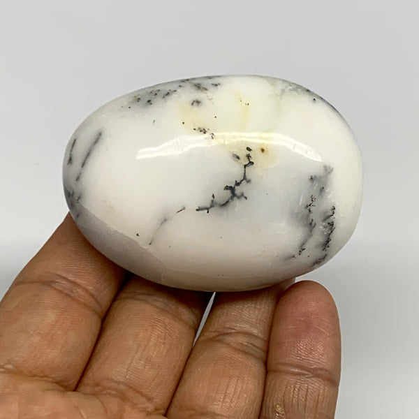 97.7g, 2.4"x1.7"x1.2", Dendrite Opal Palm-Stone Reiki Energy Crystal, B27812