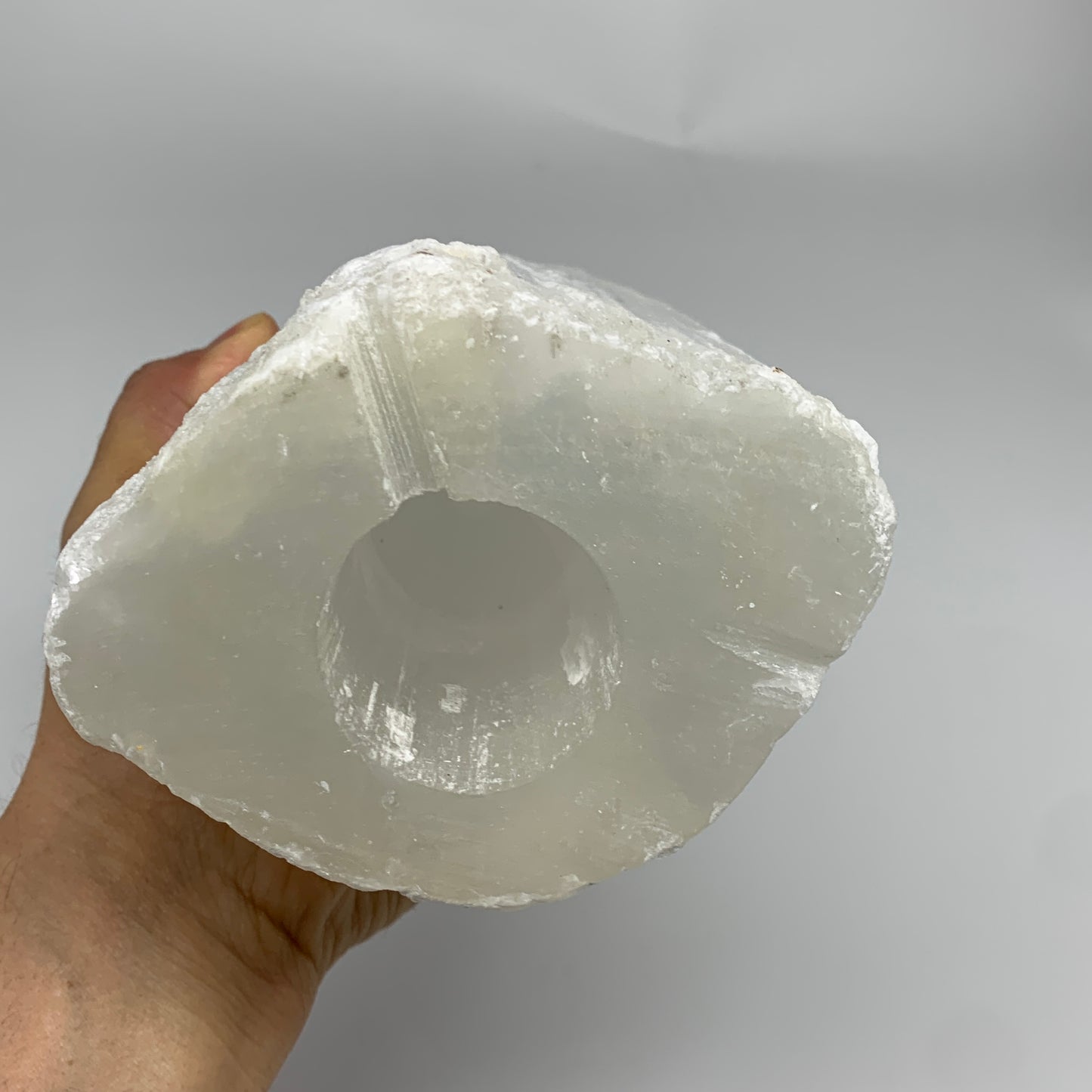 9.2 lbs, 15.3"x4.6"x3.4" Rough Selenite (Satin Spar) Lamp Tower W/Chord, B35753