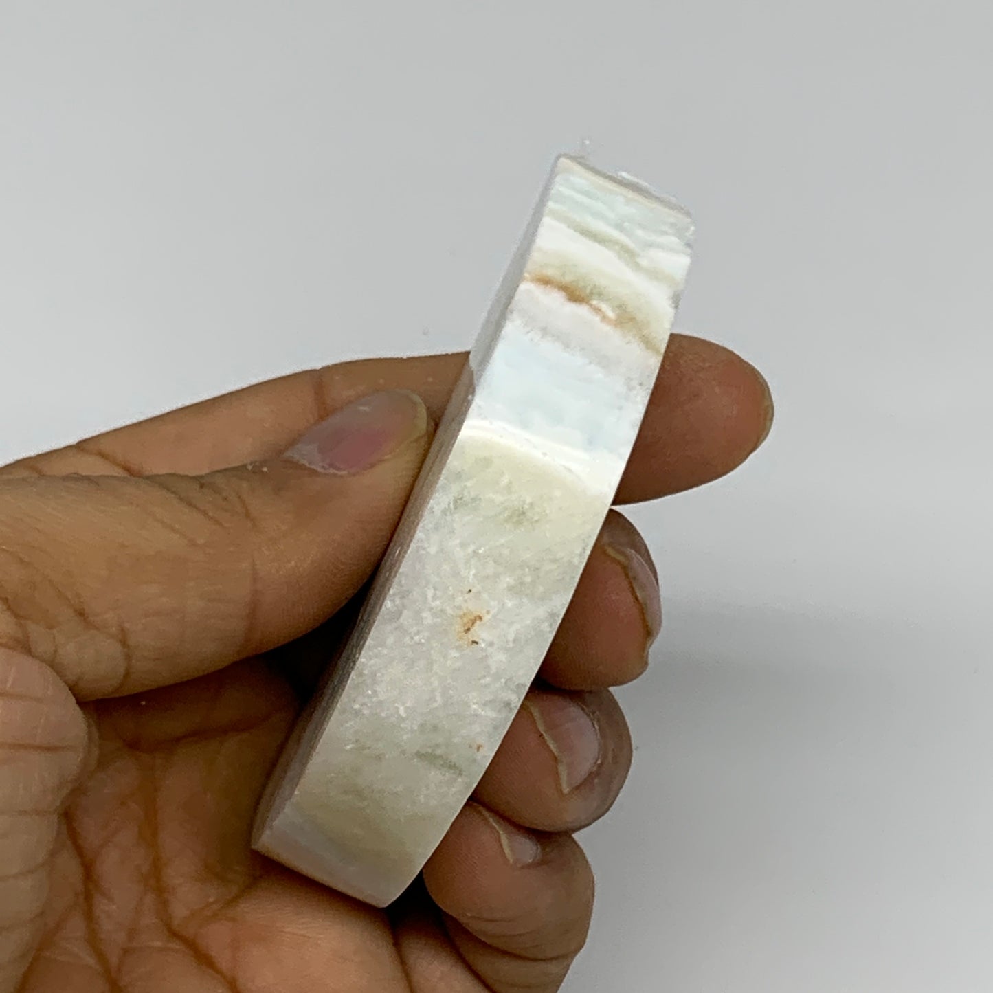 82.5g, 3"x1.3"x0.6", Caribbean Calcite Moon Crescent Gemstone, B33629