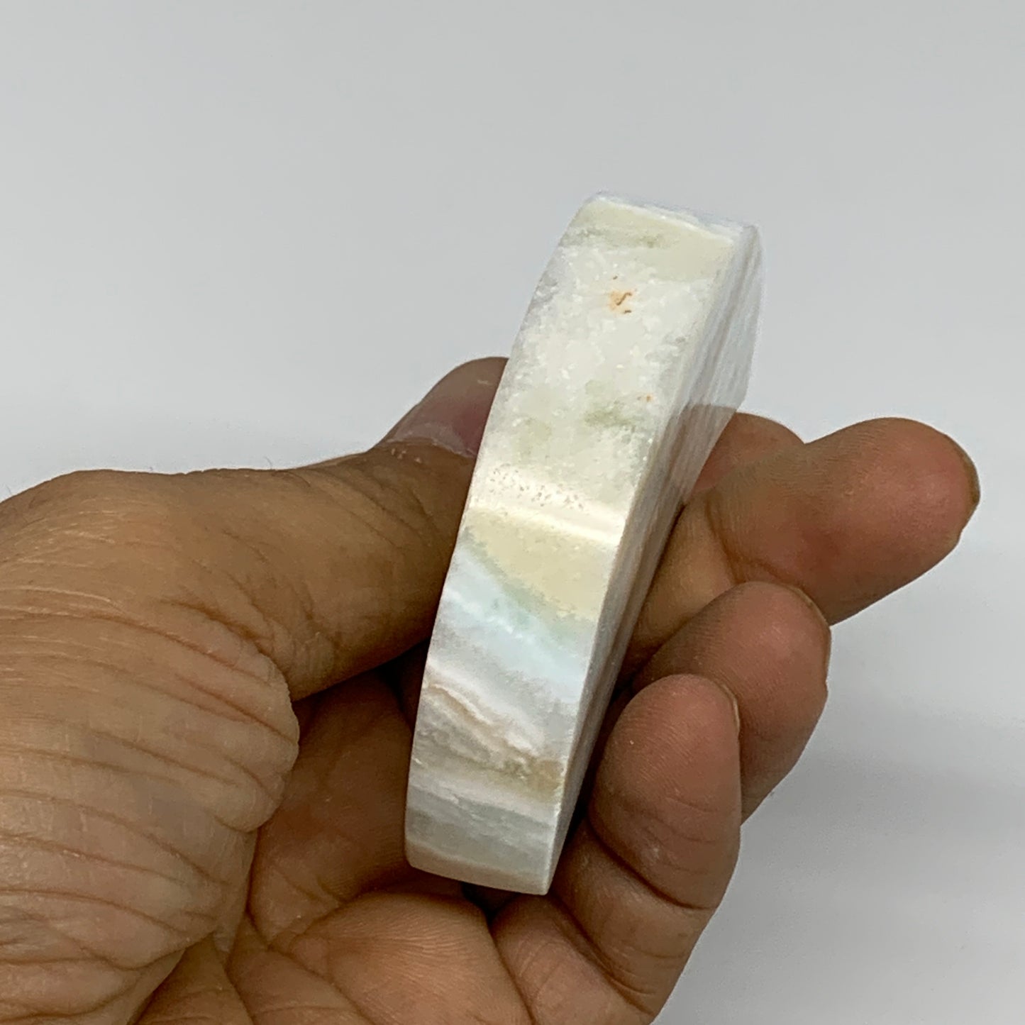 82.5g, 3"x1.3"x0.6", Caribbean Calcite Moon Crescent Gemstone, B33629