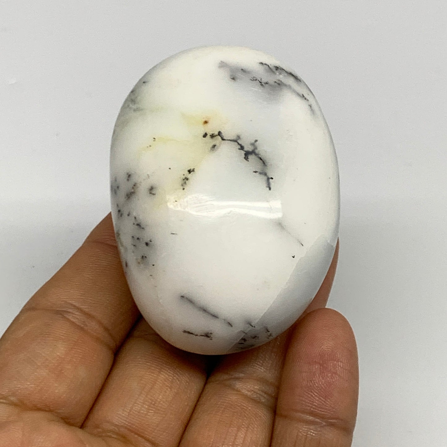 97.7g, 2.4"x1.7"x1.2", Dendrite Opal Palm-Stone Reiki Energy Crystal, B27812