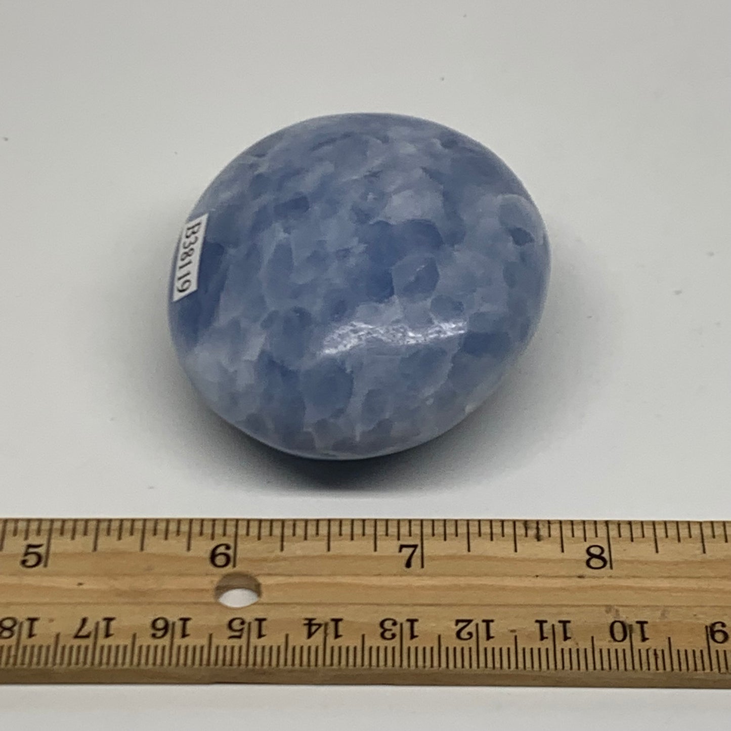 159.9g, 2.5"x2.2"x1.3" Blue Calcite Palm-Stone Polished Tumbled, B38119