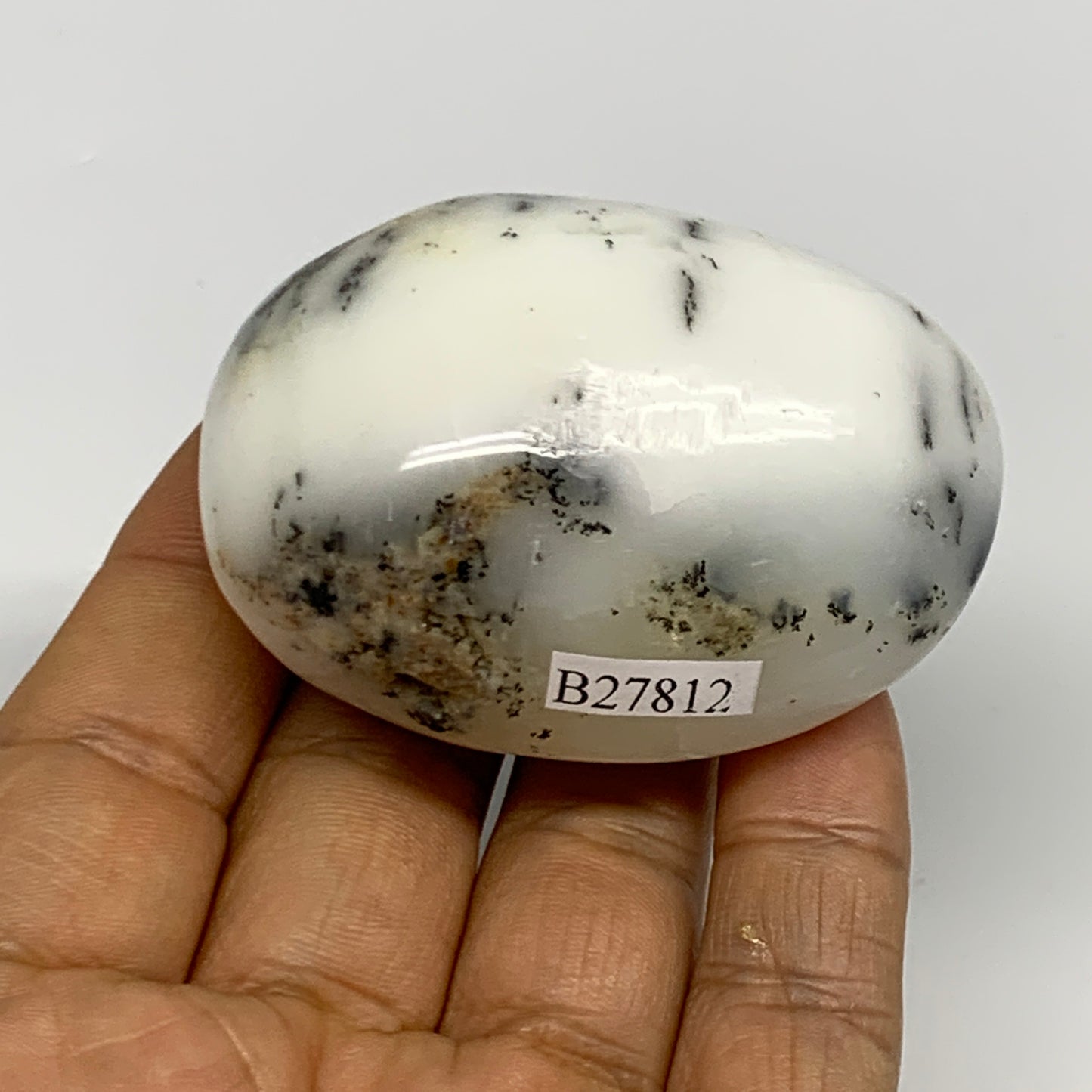 97.7g, 2.4"x1.7"x1.2", Dendrite Opal Palm-Stone Reiki Energy Crystal, B27812