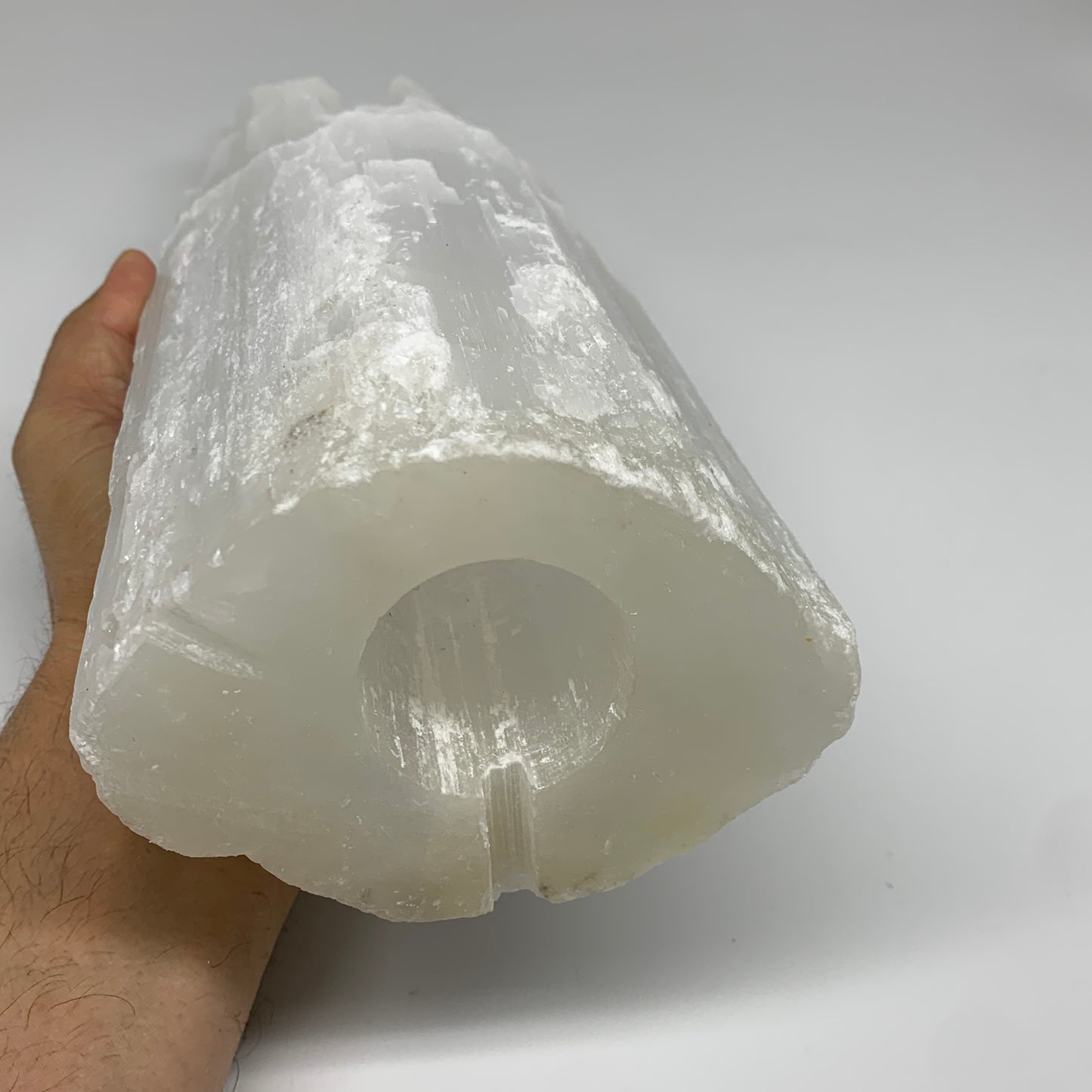 9.2 lbs, 15.3"x4.6"x3.4" Rough Selenite (Satin Spar) Lamp Tower W/Chord, B35753
