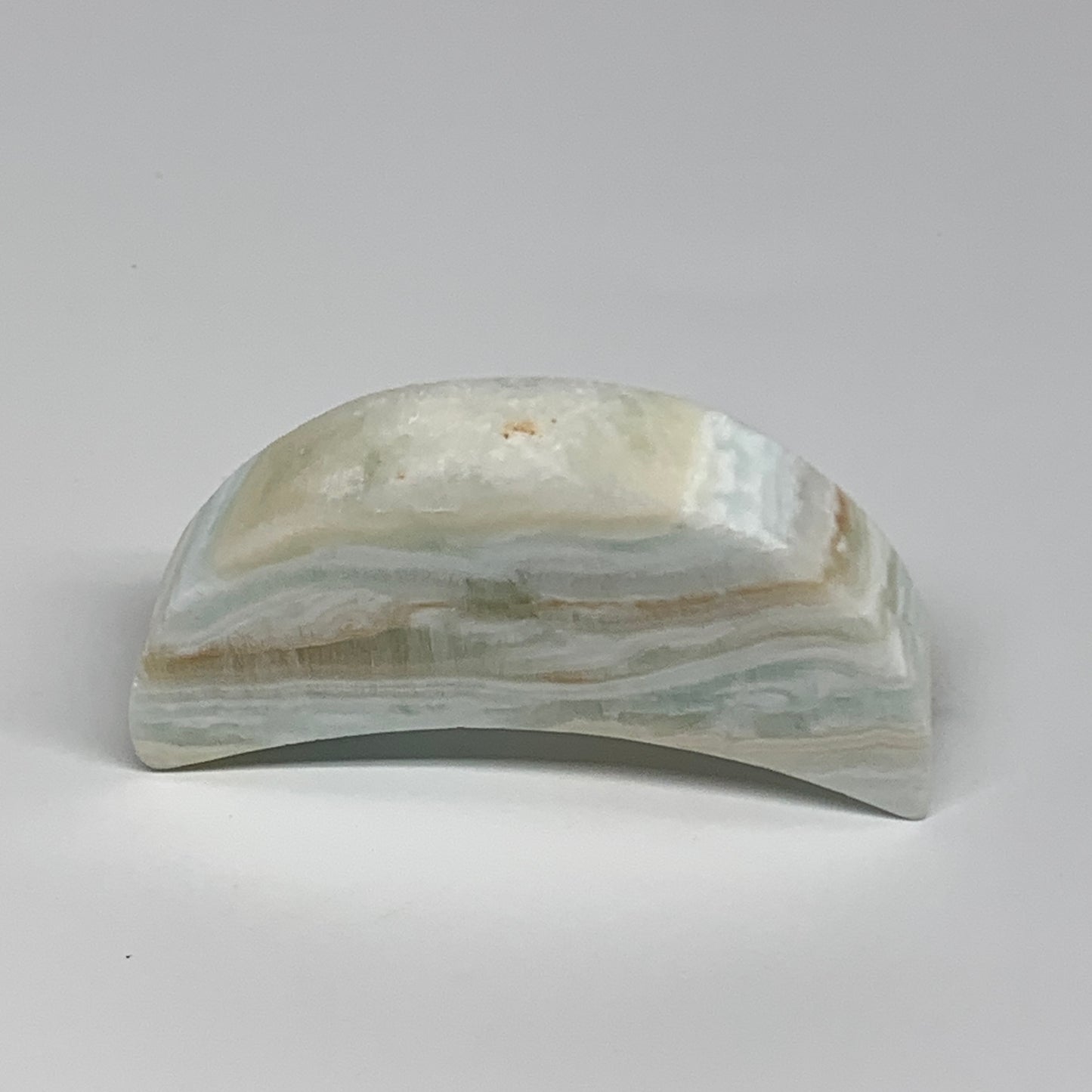 82.5g, 3"x1.3"x0.6", Caribbean Calcite Moon Crescent Gemstone, B33629