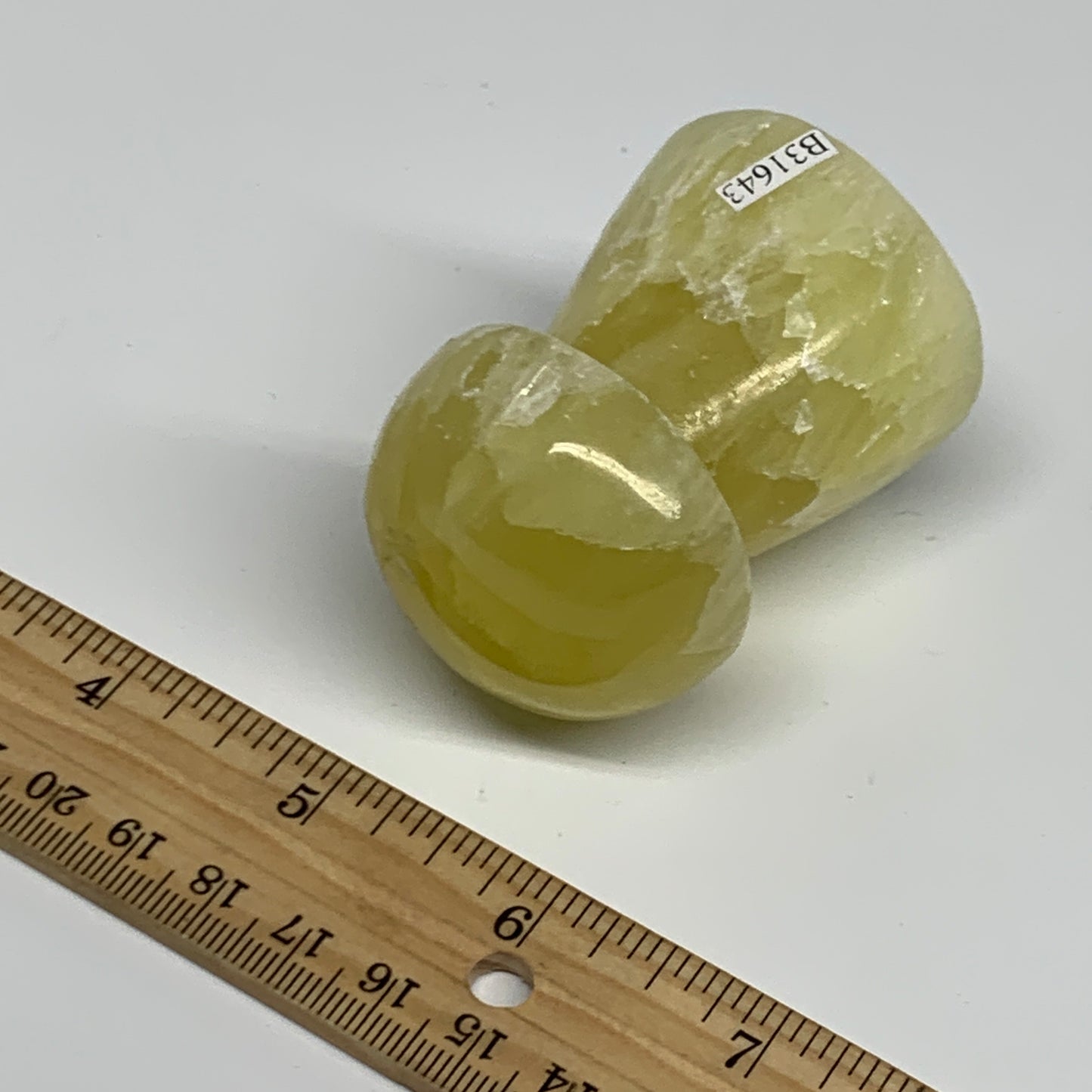 194.4g, 2.3"x1.7" Natural Lemon Calcite Mushroom Gemstone @Pakistan, B31643