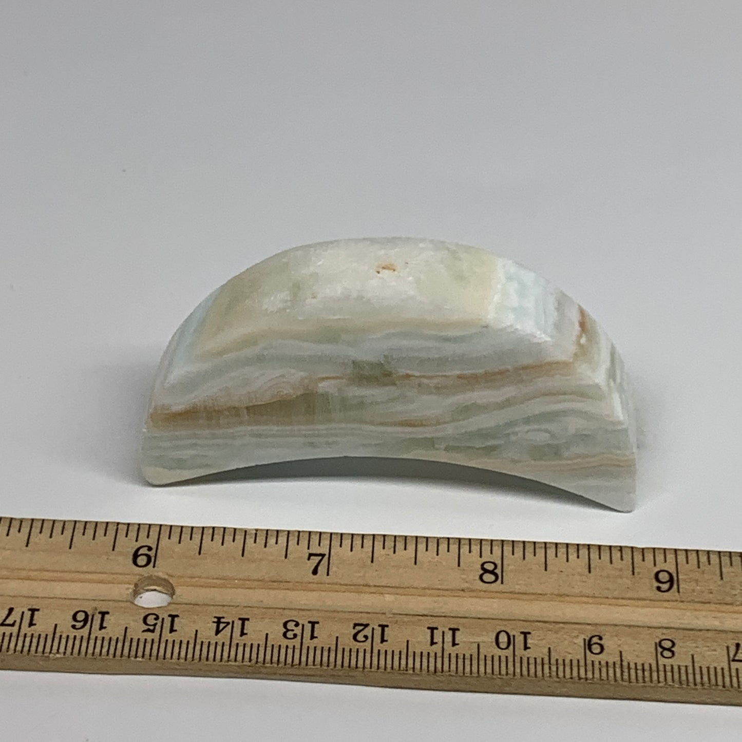 82.5g, 3"x1.3"x0.6", Caribbean Calcite Moon Crescent Gemstone, B33629