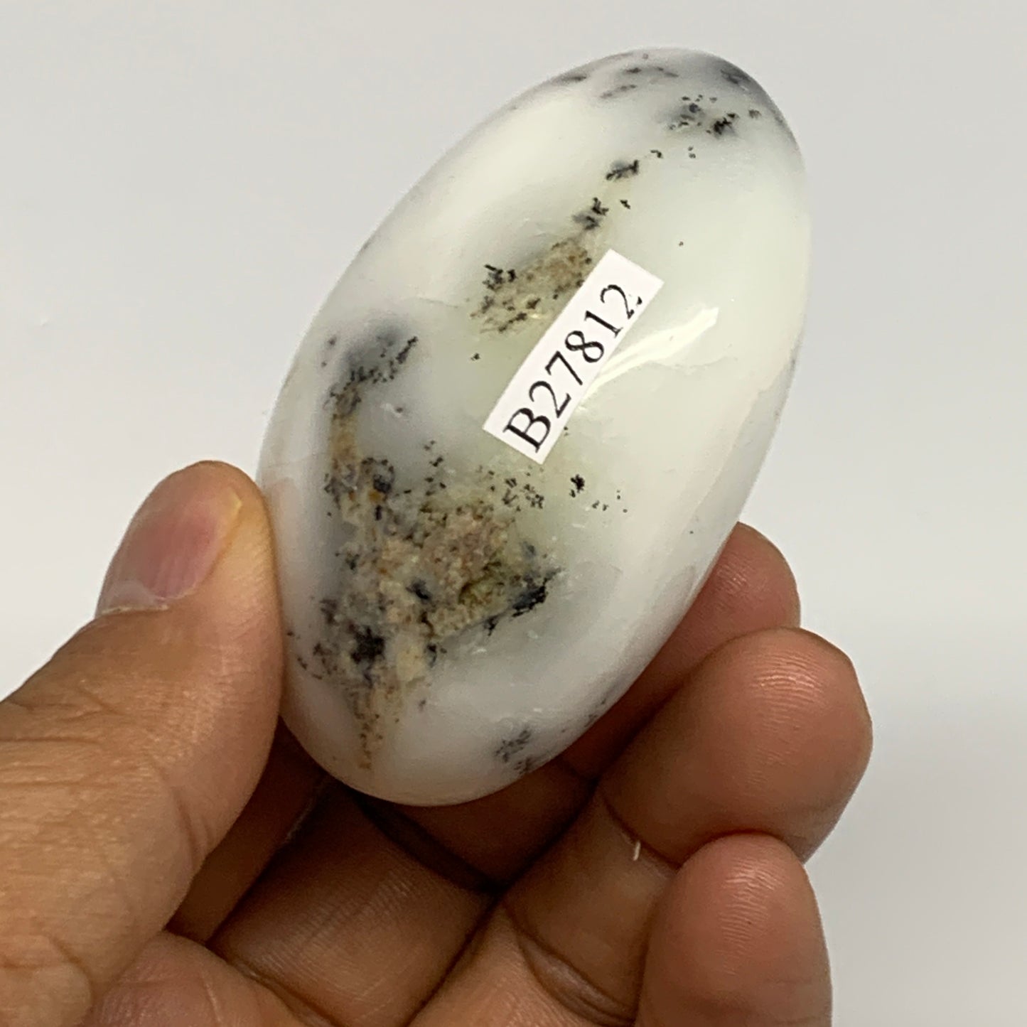 97.7g, 2.4"x1.7"x1.2", Dendrite Opal Palm-Stone Reiki Energy Crystal, B27812