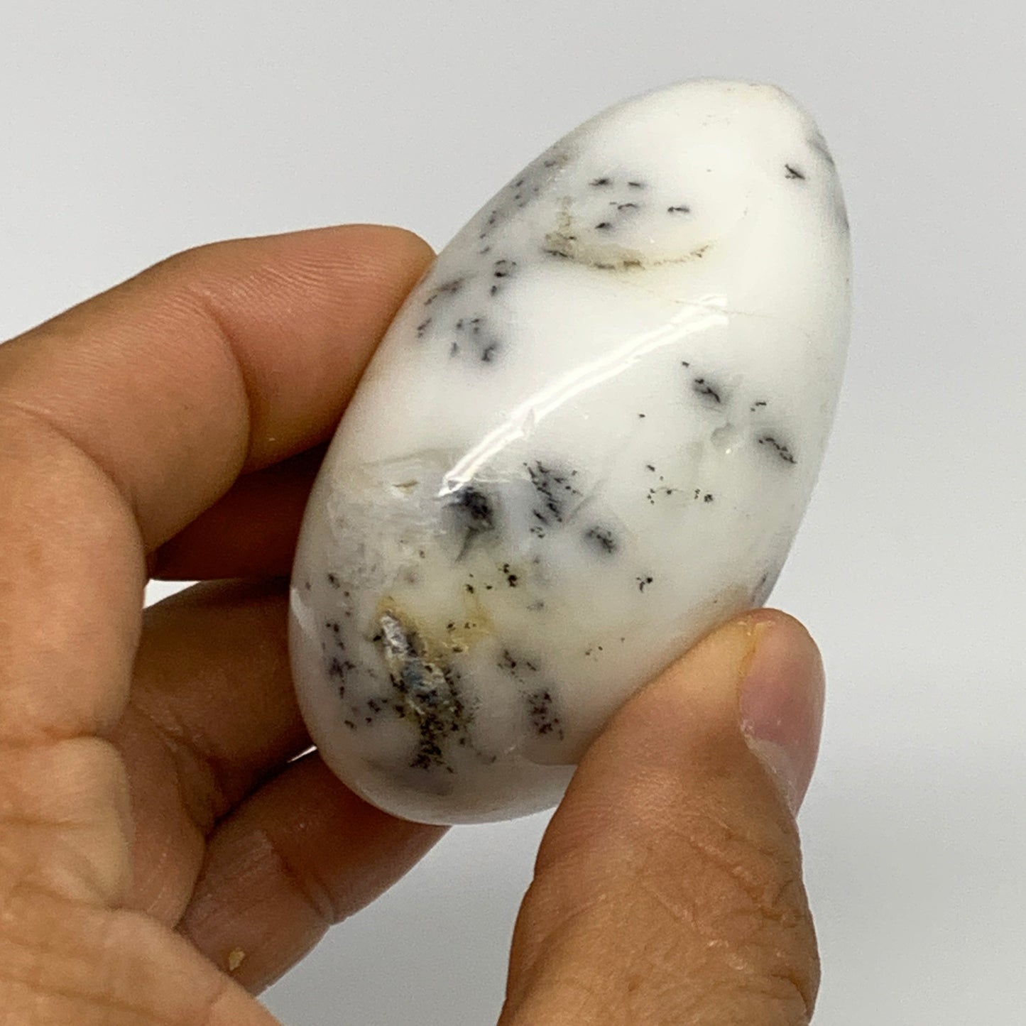 97.7g, 2.4"x1.7"x1.2", Dendrite Opal Palm-Stone Reiki Energy Crystal, B27812