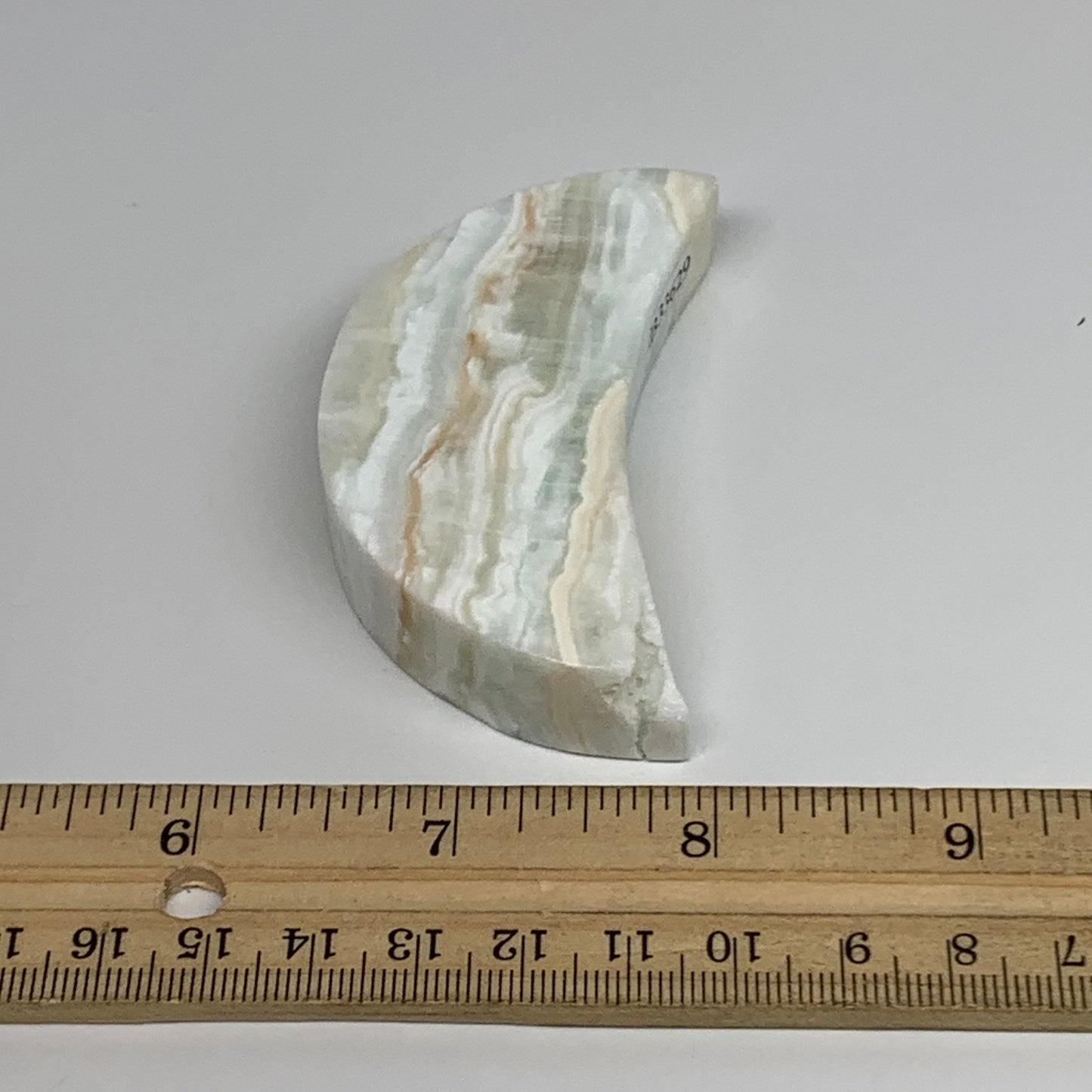 82.5g, 3"x1.3"x0.6", Caribbean Calcite Moon Crescent Gemstone, B33629