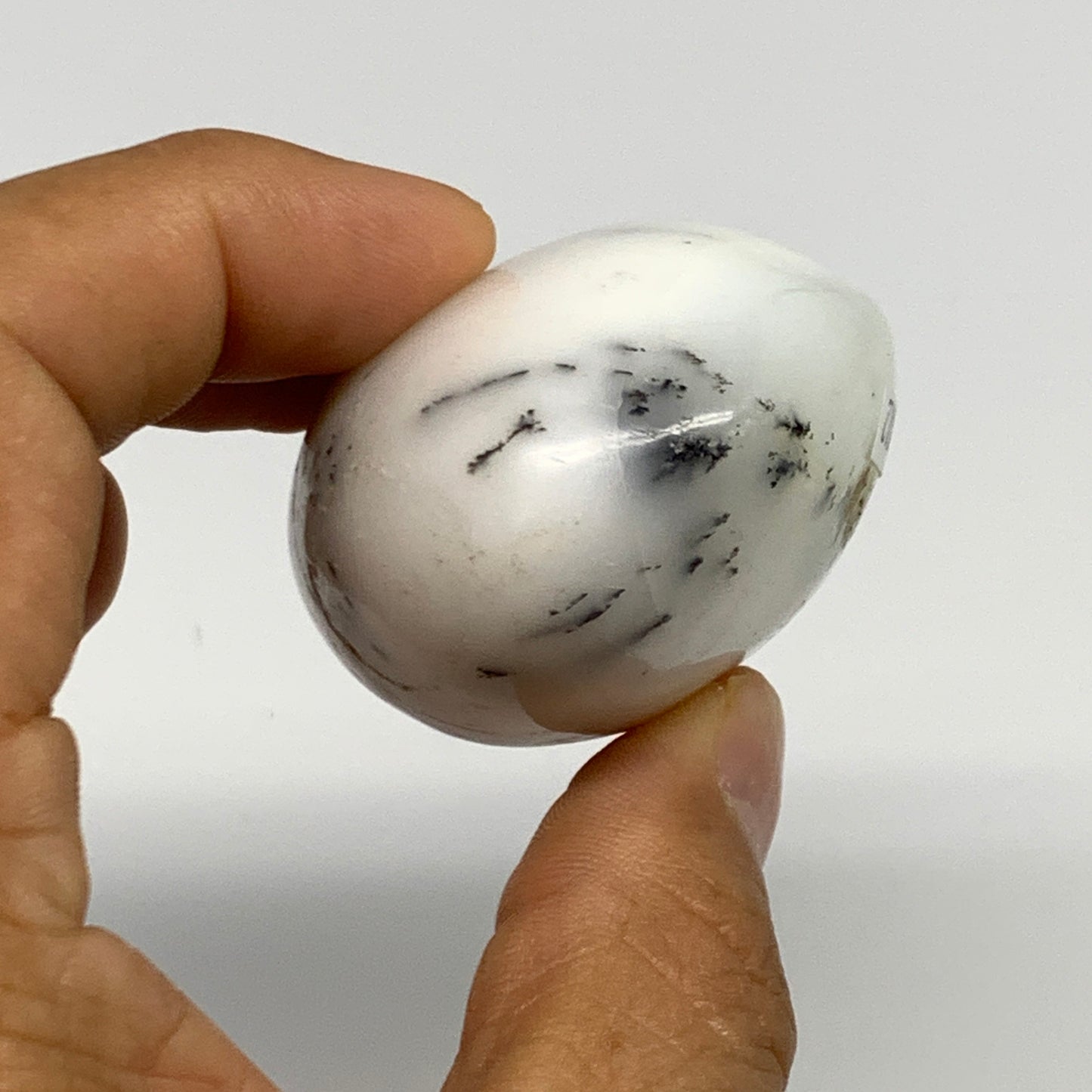 97.7g, 2.4"x1.7"x1.2", Dendrite Opal Palm-Stone Reiki Energy Crystal, B27812