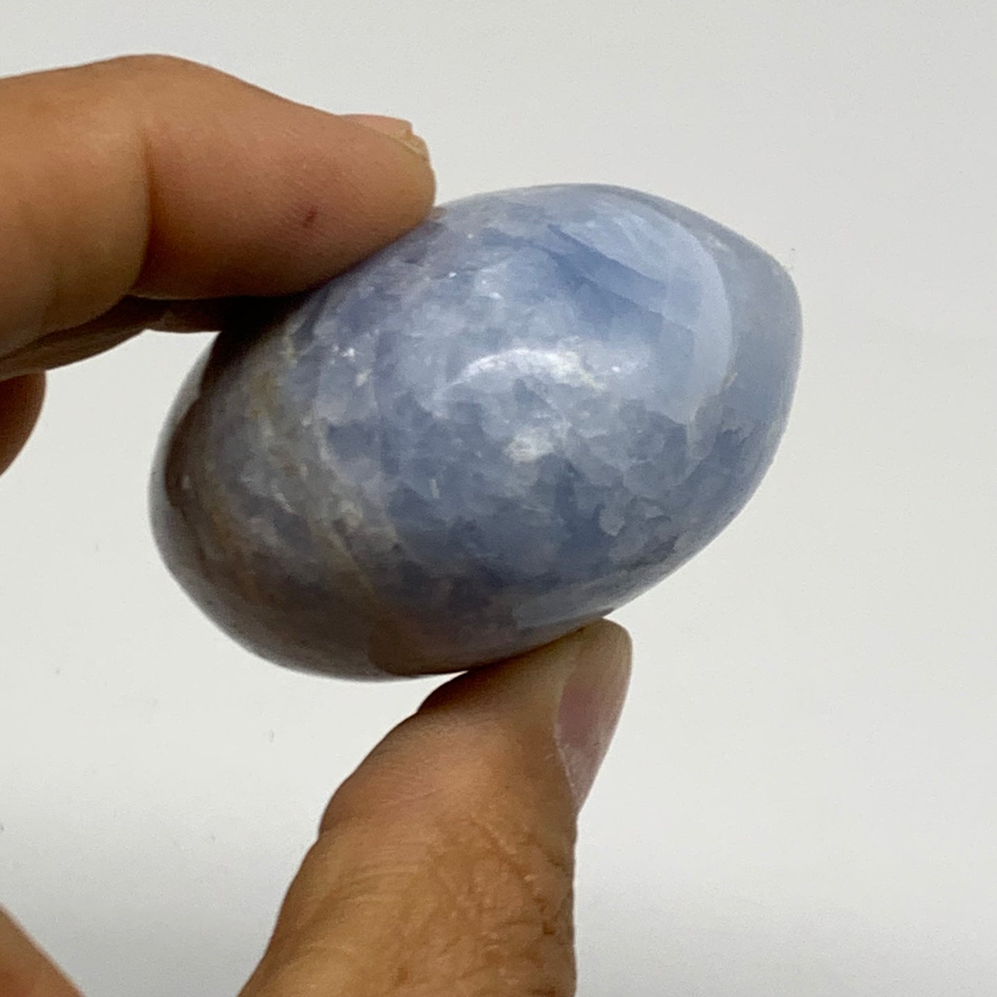 120g, 2.4"x1.8"x1.2" Blue Calcite Palm-Stone Polished Tumbled, B38120