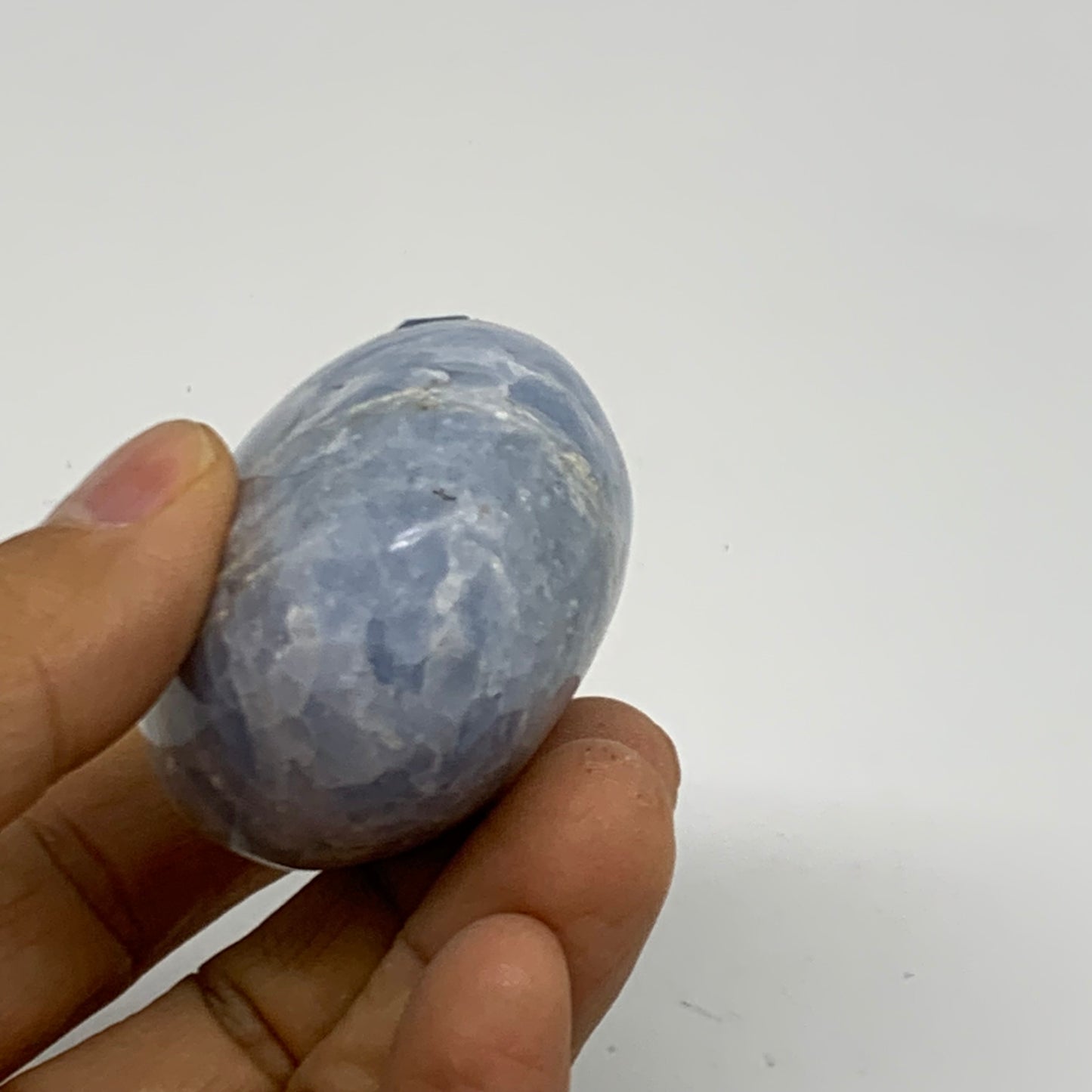120g, 2.4"x1.8"x1.2" Blue Calcite Palm-Stone Polished Tumbled, B38120