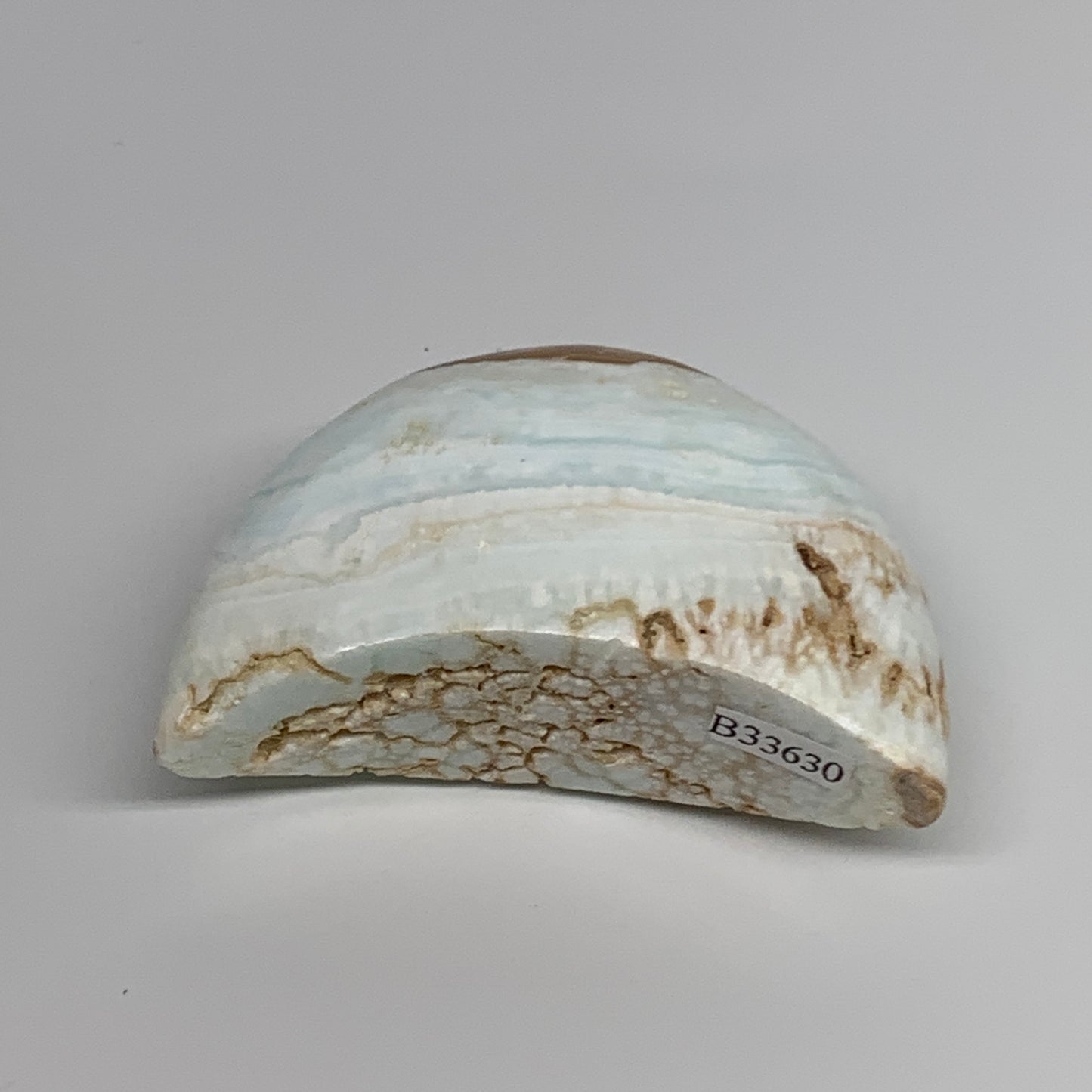 142.3g, 2.8"x1.7"x1.2", Caribbean Calcite Moon Crescent Gemstone, B33630