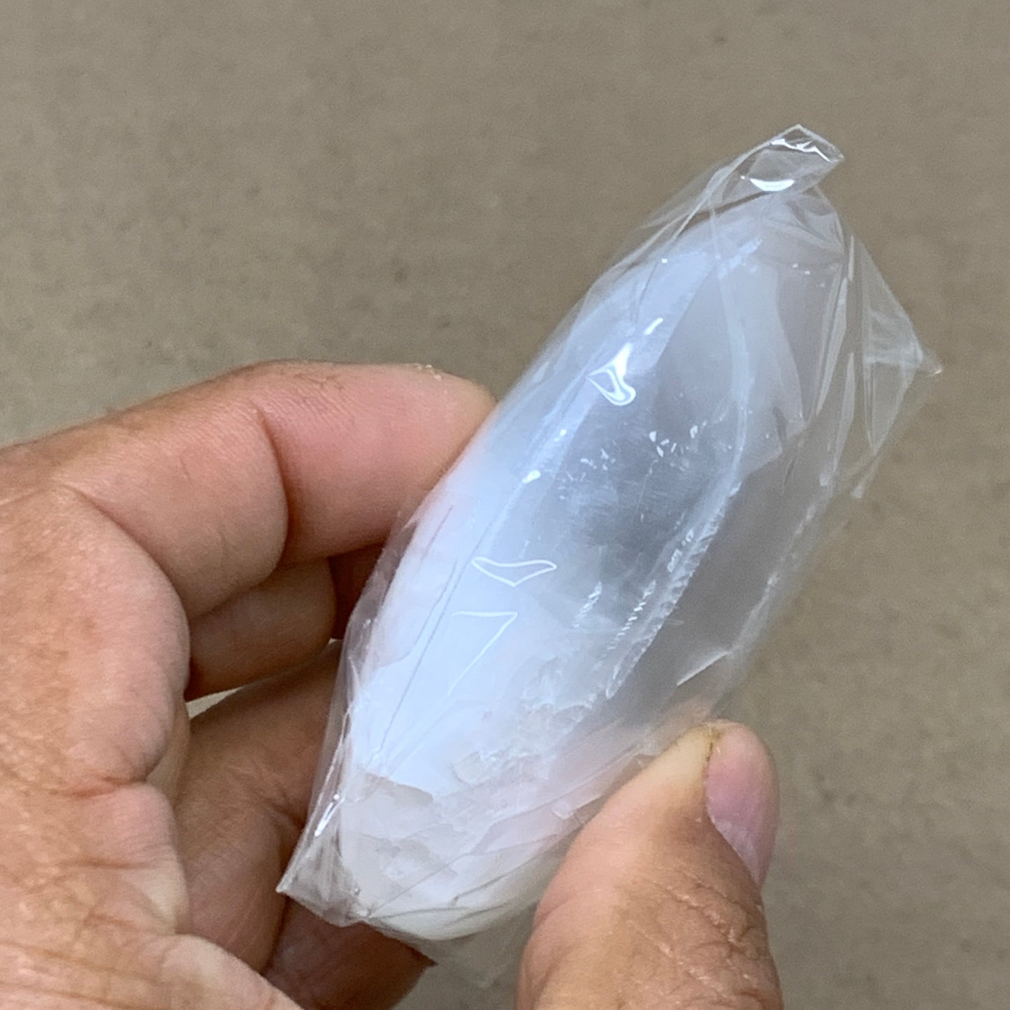 101g, 2.8"x2"x1", White Selenite Palmstone Crystal Pillow Reiki, B36368