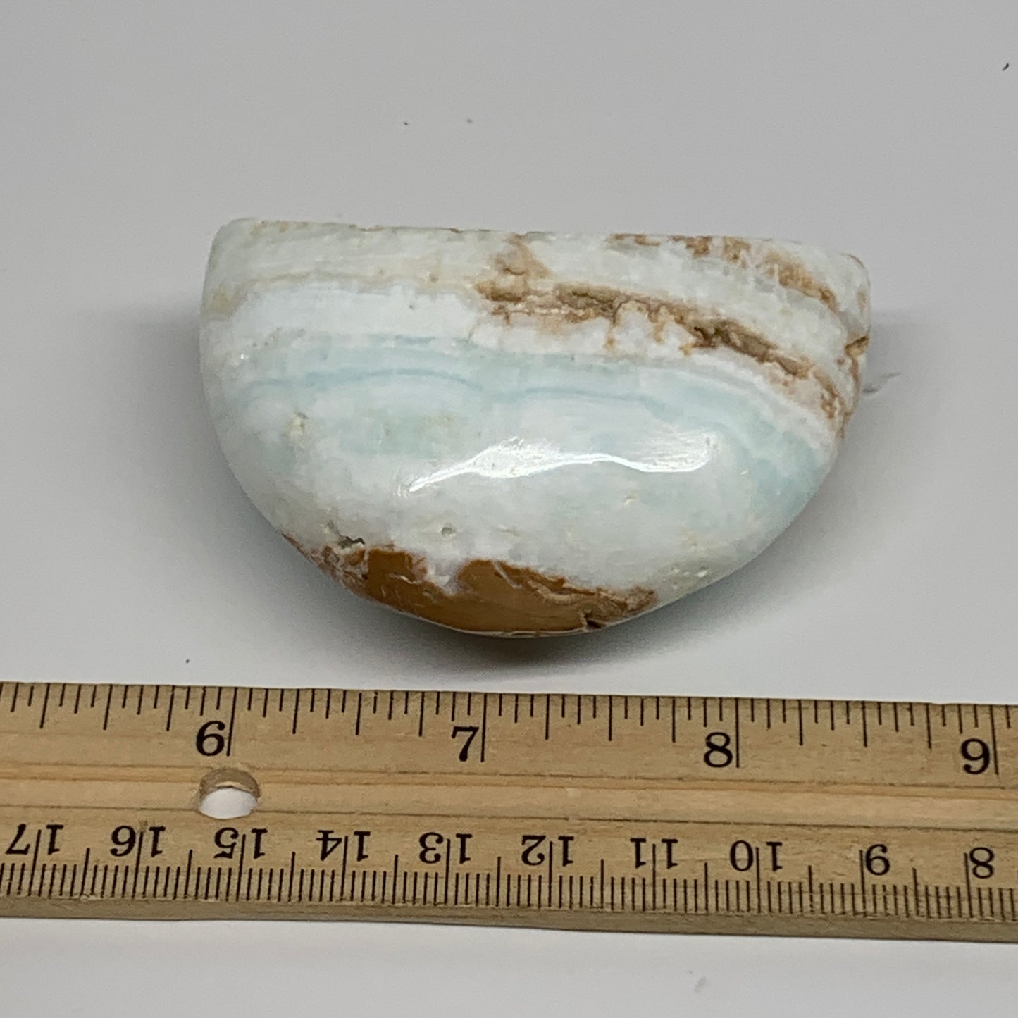 142.3g, 2.8"x1.7"x1.2", Caribbean Calcite Moon Crescent Gemstone, B33630