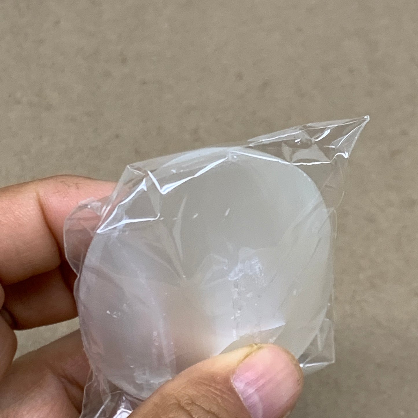 101g, 2.8"x2"x1", White Selenite Palmstone Crystal Pillow Reiki, B36368