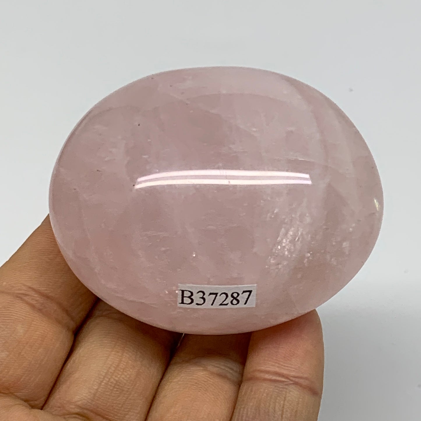162g , 2.5"x2"x1.4", Natural Pink Rose Quartz Palm-stone Crystal, B37287