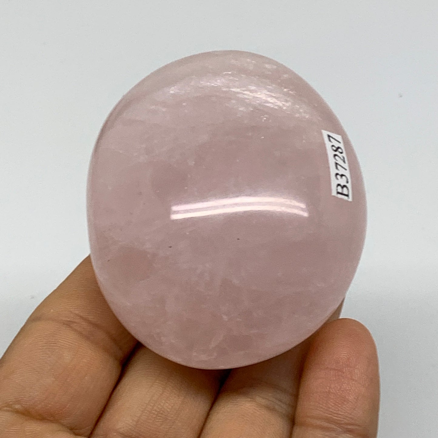 162g , 2.5"x2"x1.4", Natural Pink Rose Quartz Palm-stone Crystal, B37287
