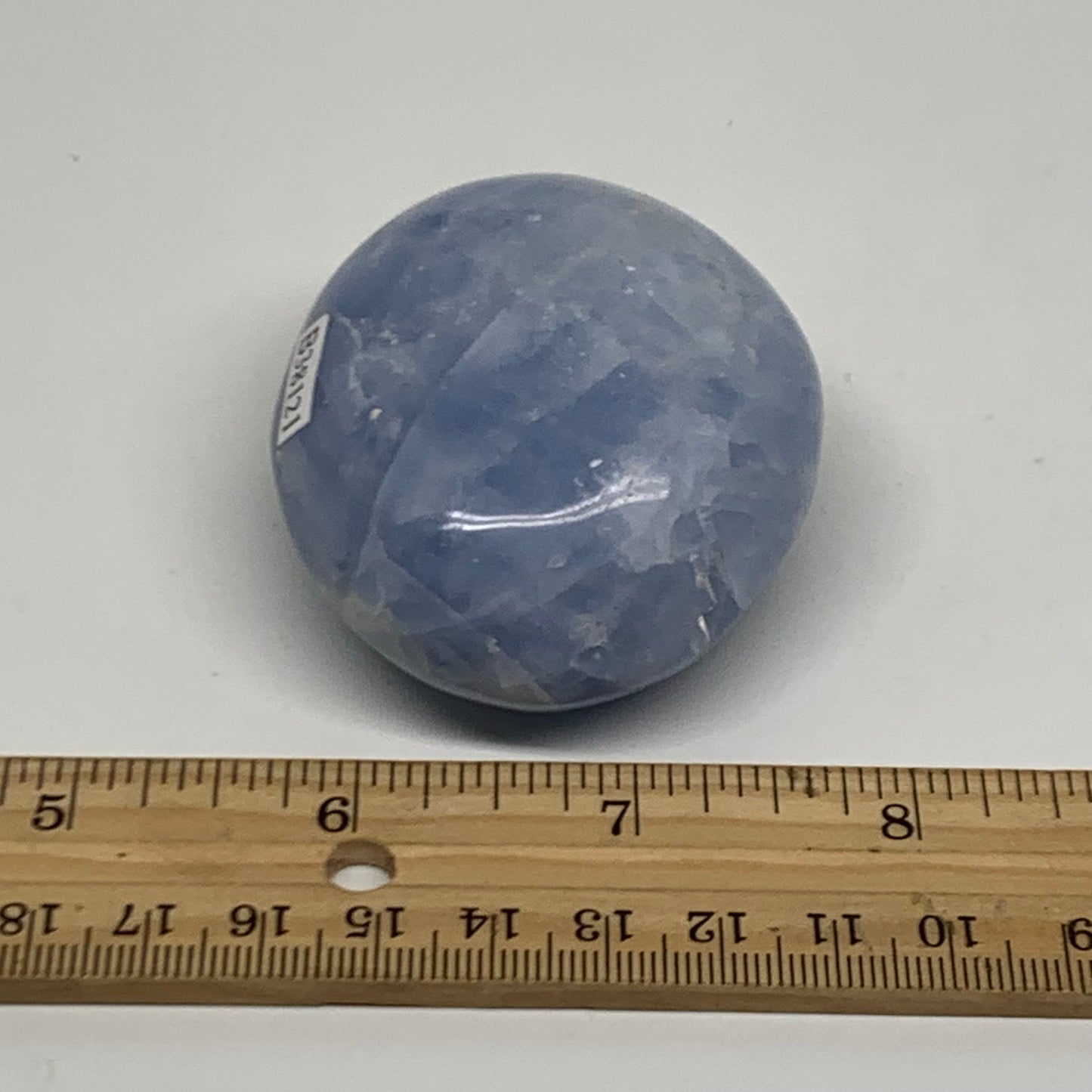 144.1g, 2.5"x2.1"x1.2" Blue Calcite Palm-Stone Polished Tumbled, B38121