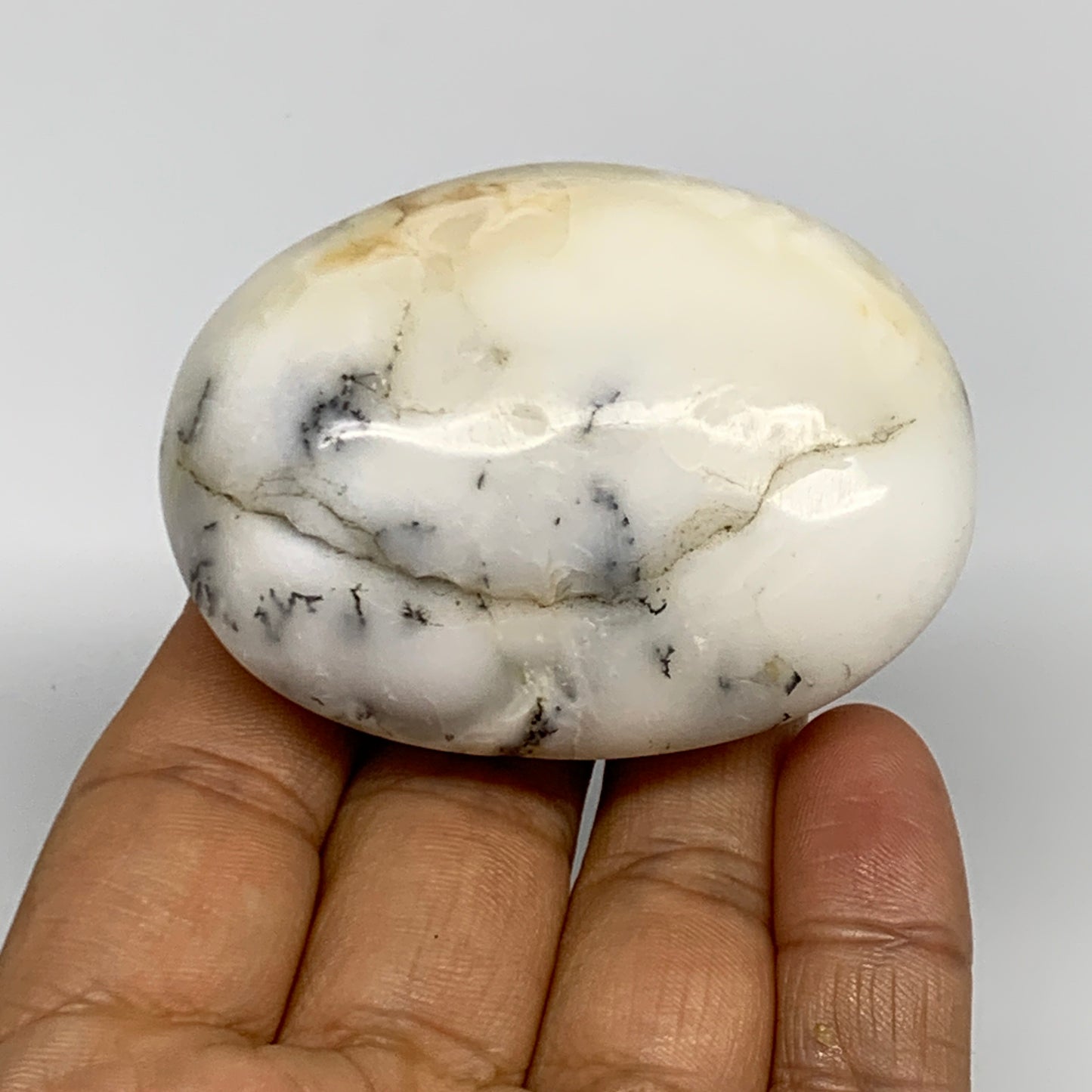 95.5g, 2.4"x1.9"x1.1", Dendrite Opal Palm-Stone Reiki Energy Crystal, B27814