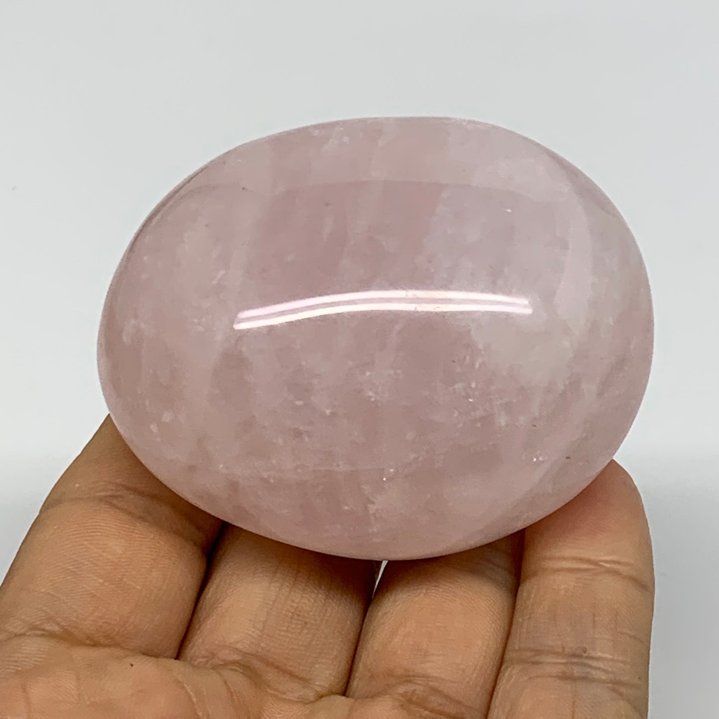 162g , 2.5"x2"x1.4", Natural Pink Rose Quartz Palm-stone Crystal, B37287