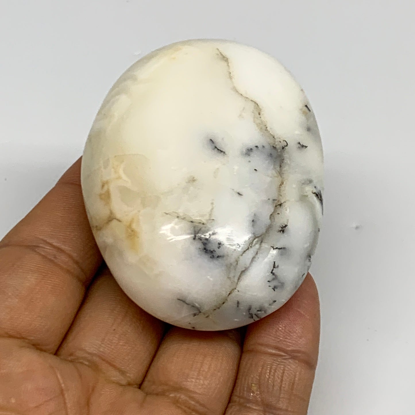 95.5g, 2.4"x1.9"x1.1", Dendrite Opal Palm-Stone Reiki Energy Crystal, B27814