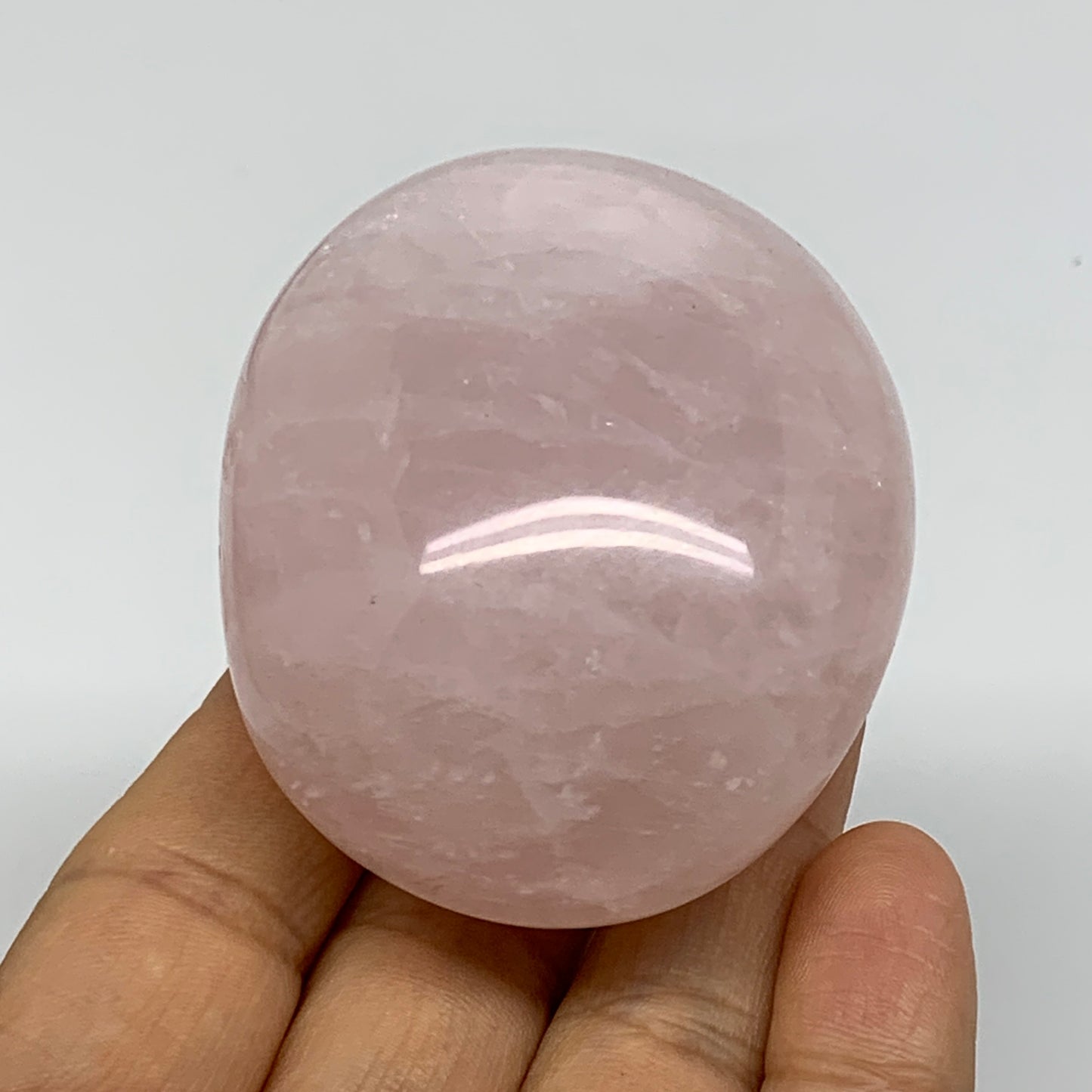 162g , 2.5"x2"x1.4", Natural Pink Rose Quartz Palm-stone Crystal, B37287