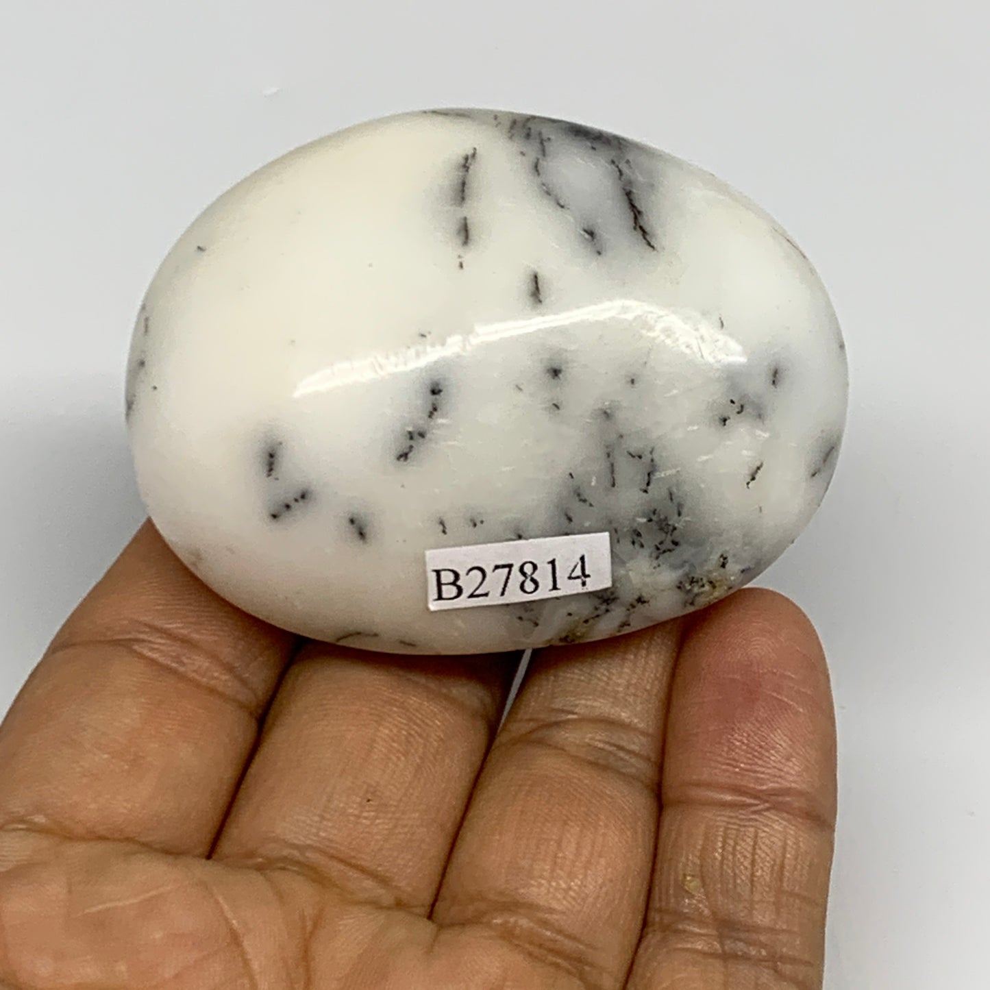 95.5g, 2.4"x1.9"x1.1", Dendrite Opal Palm-Stone Reiki Energy Crystal, B27814