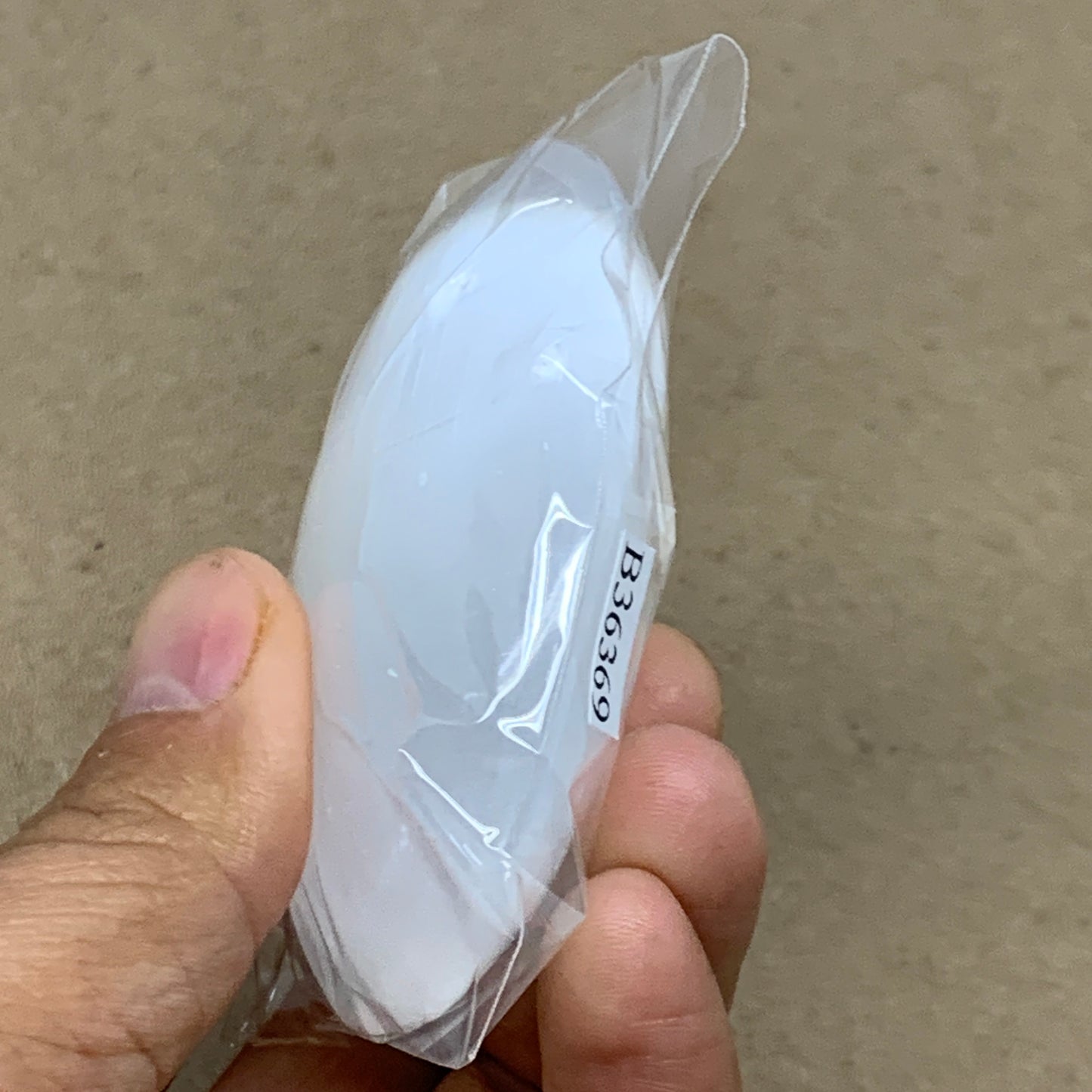 96g, 2.8"x1.8"x0.9", White Selenite Palmstone Crystal Pillow Reiki, B36369