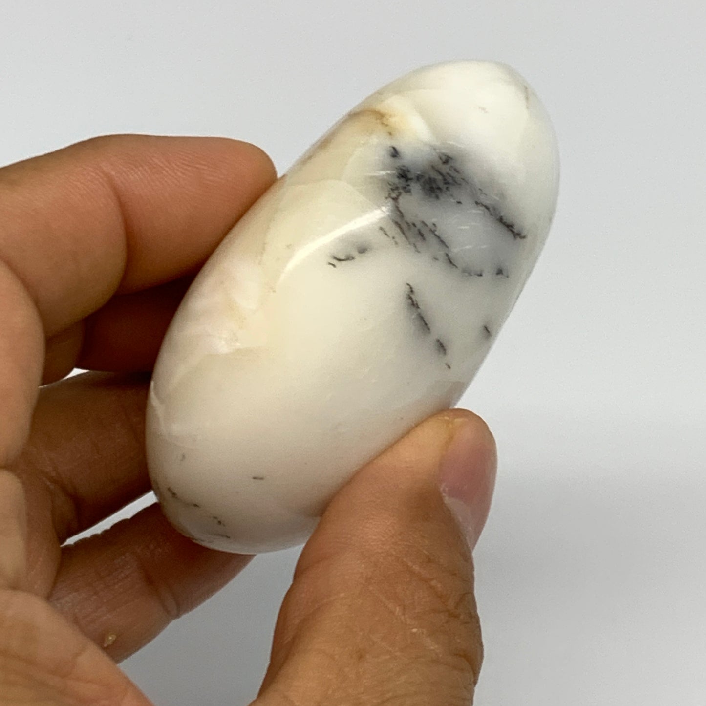 95.5g, 2.4"x1.9"x1.1", Dendrite Opal Palm-Stone Reiki Energy Crystal, B27814