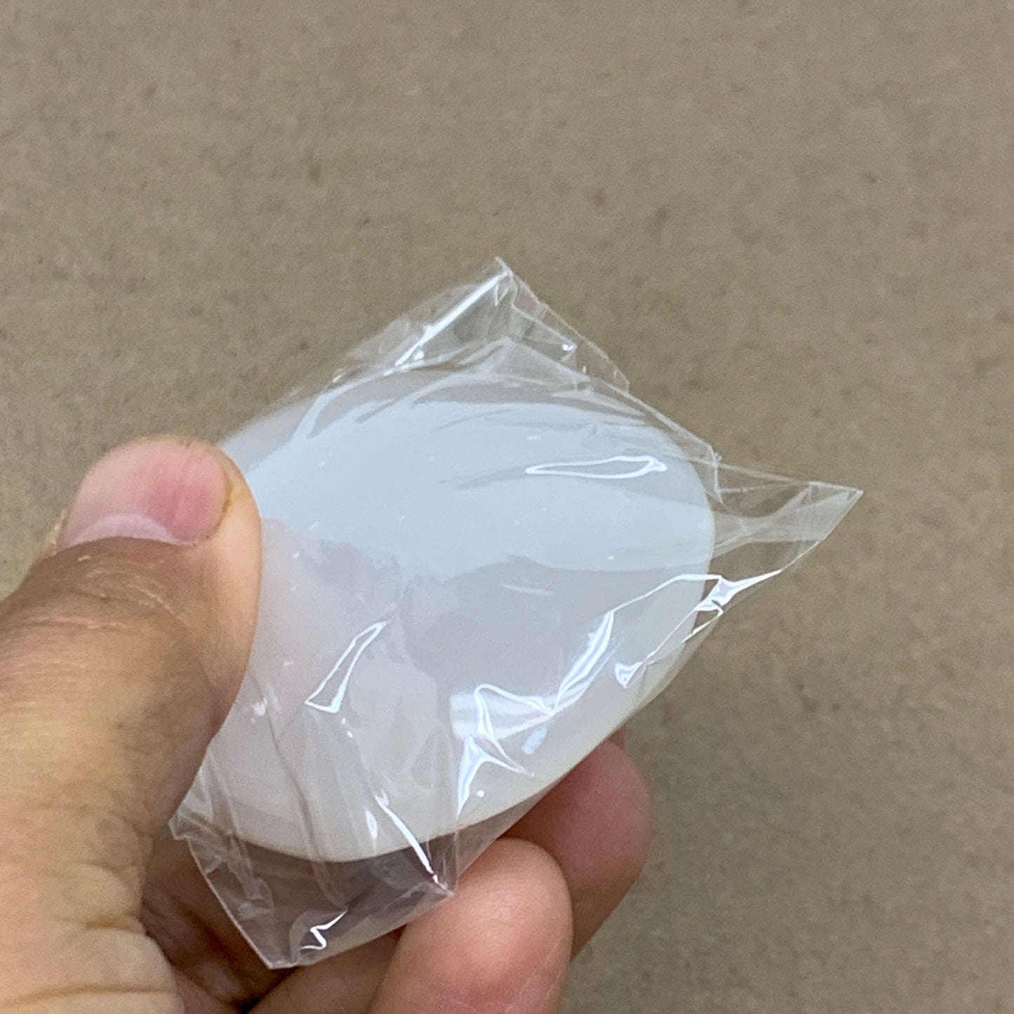 96g, 2.8"x1.8"x0.9", White Selenite Palmstone Crystal Pillow Reiki, B36369