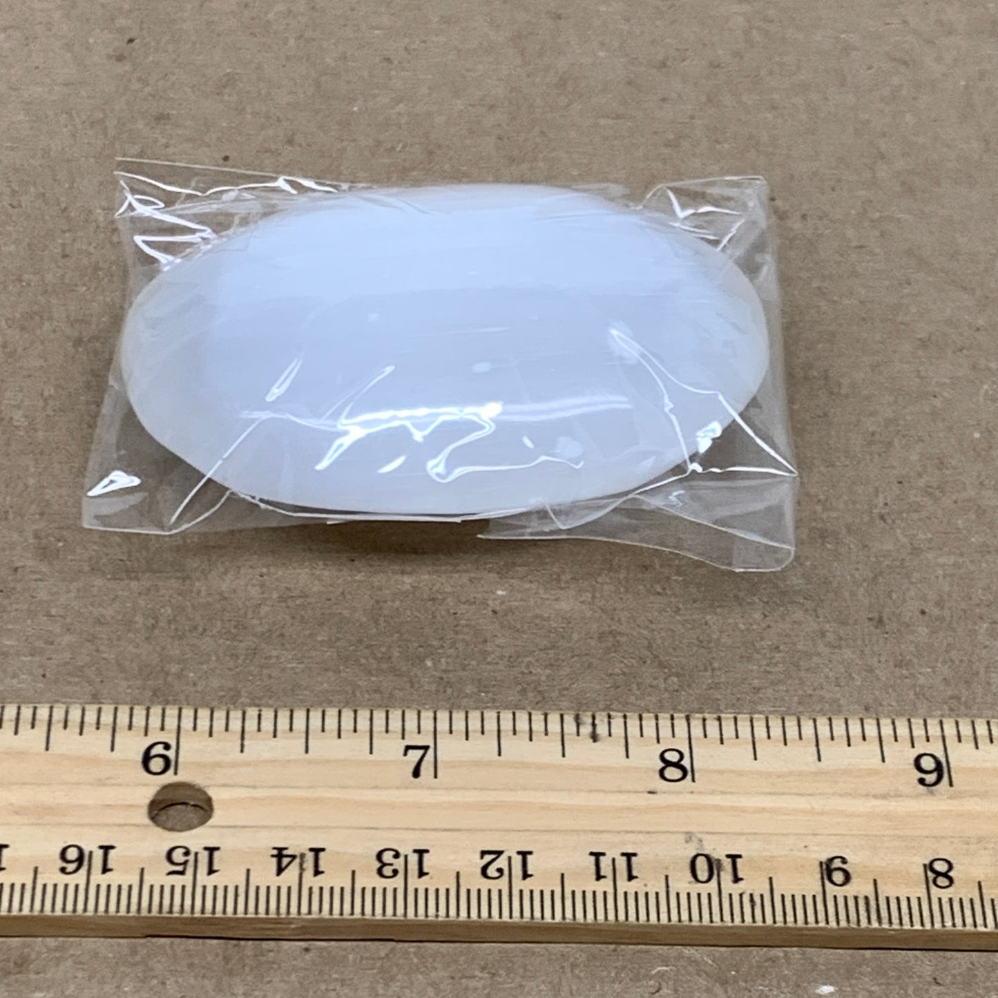 96g, 2.8"x1.8"x0.9", White Selenite Palmstone Crystal Pillow Reiki, B36369