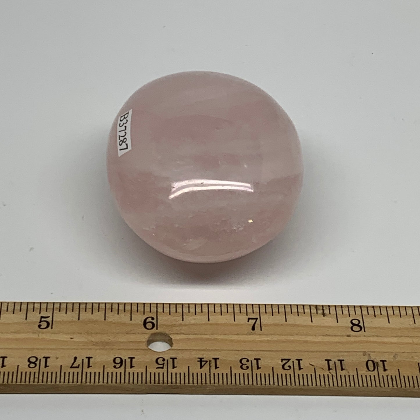 162g , 2.5"x2"x1.4", Natural Pink Rose Quartz Palm-stone Crystal, B37287