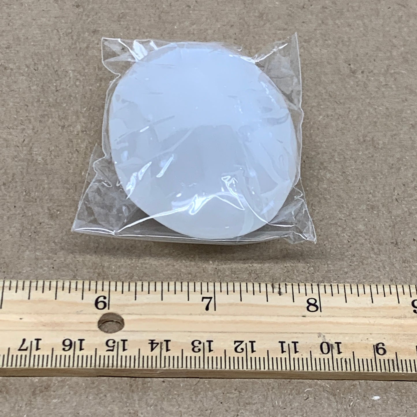 96g, 2.8"x1.8"x0.9", White Selenite Palmstone Crystal Pillow Reiki, B36369