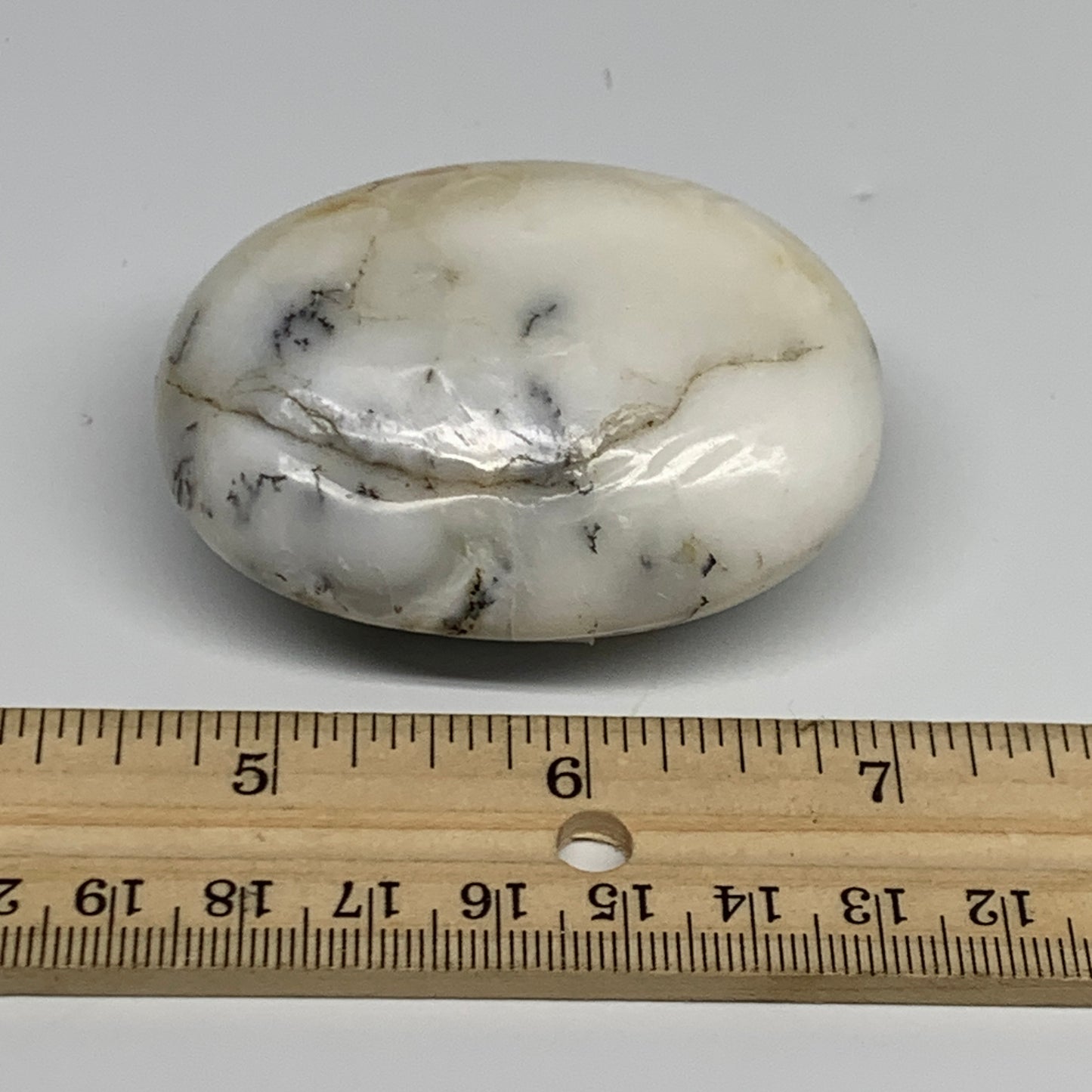 95.5g, 2.4"x1.9"x1.1", Dendrite Opal Palm-Stone Reiki Energy Crystal, B27814