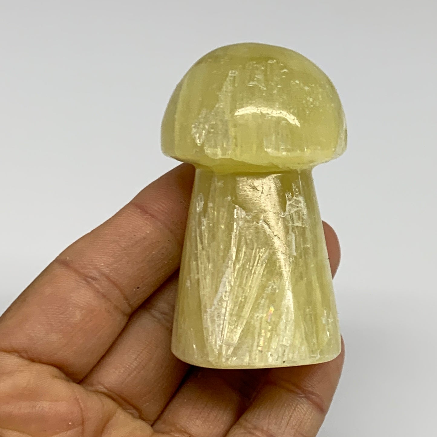 138.2g, 2.5"x1.3" Natural Lemon Calcite Mushroom Gemstone @Pakistan, B31646