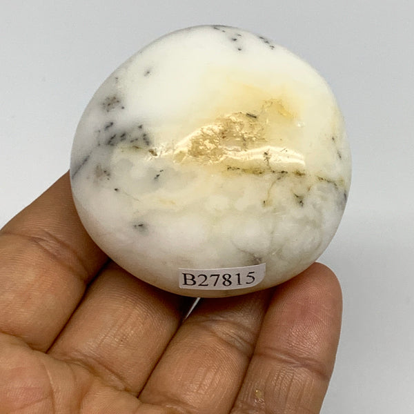 91.2g, 2"x2"x1.2", Dendrite Opal Palm-Stone Reiki Energy Crystal, B27815