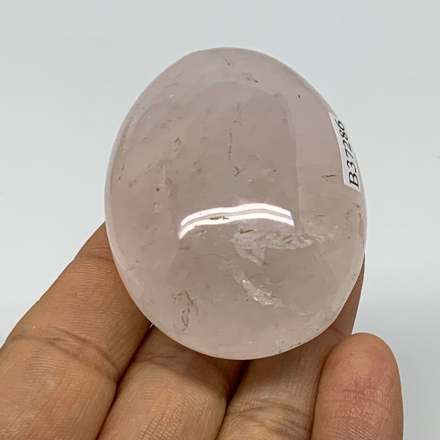 104.2g , 2.2"x1.7"x1.1", Natural Pink Rose Quartz Palm-stone Crystal, B37286