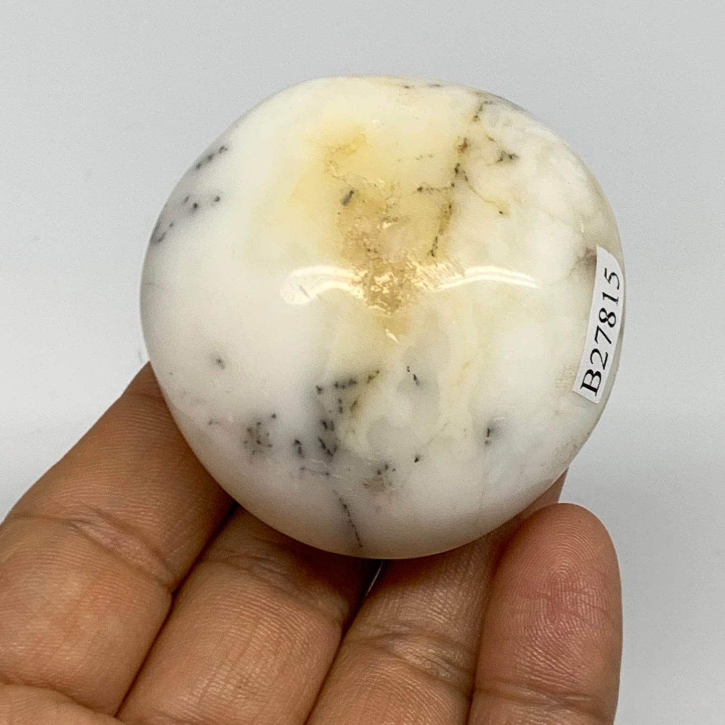 91.2g, 2"x2"x1.2", Dendrite Opal Palm-Stone Reiki Energy Crystal, B27815