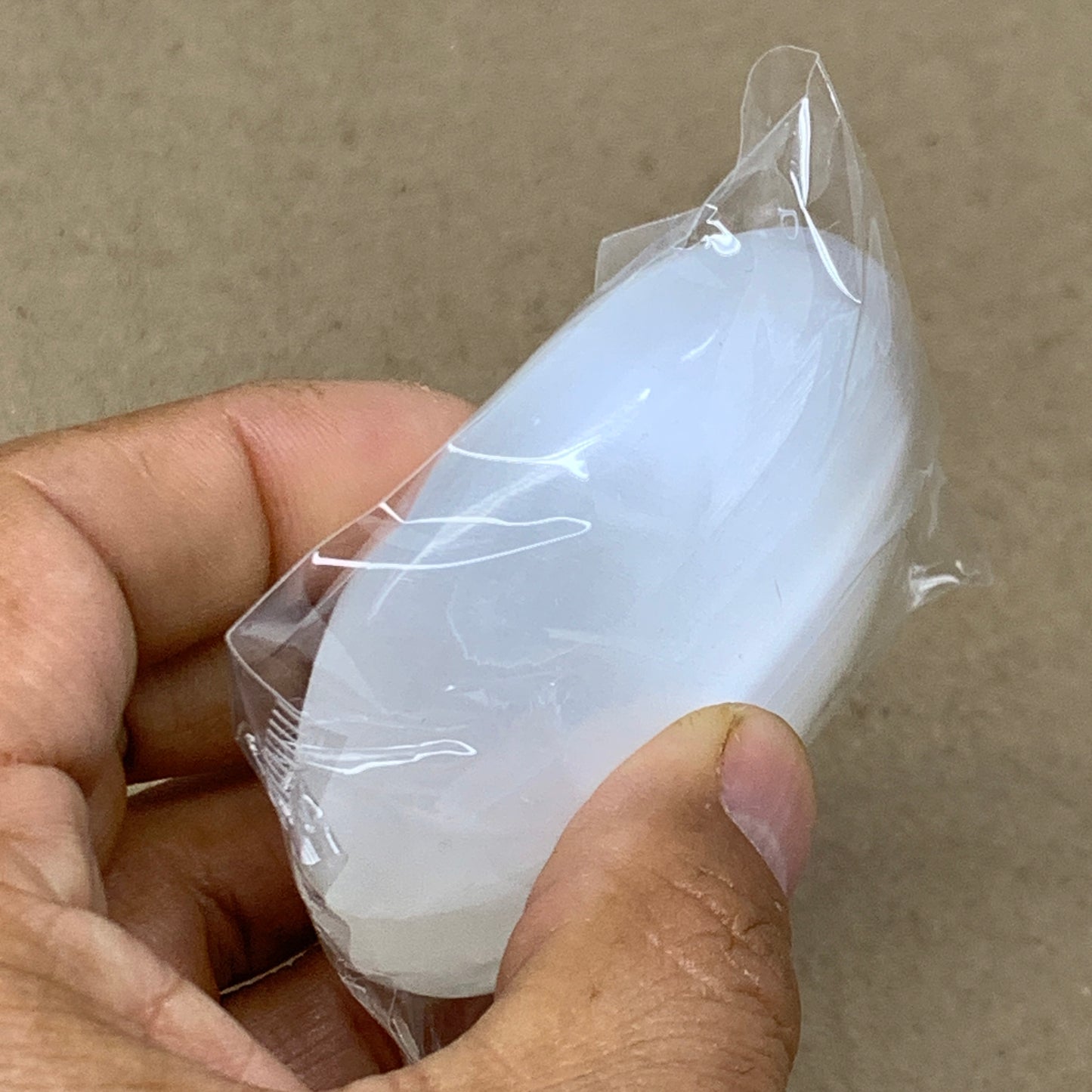 98g, 2.7"x2"x1", White Selenite Palmstone Crystal Pillow Reiki, B36370