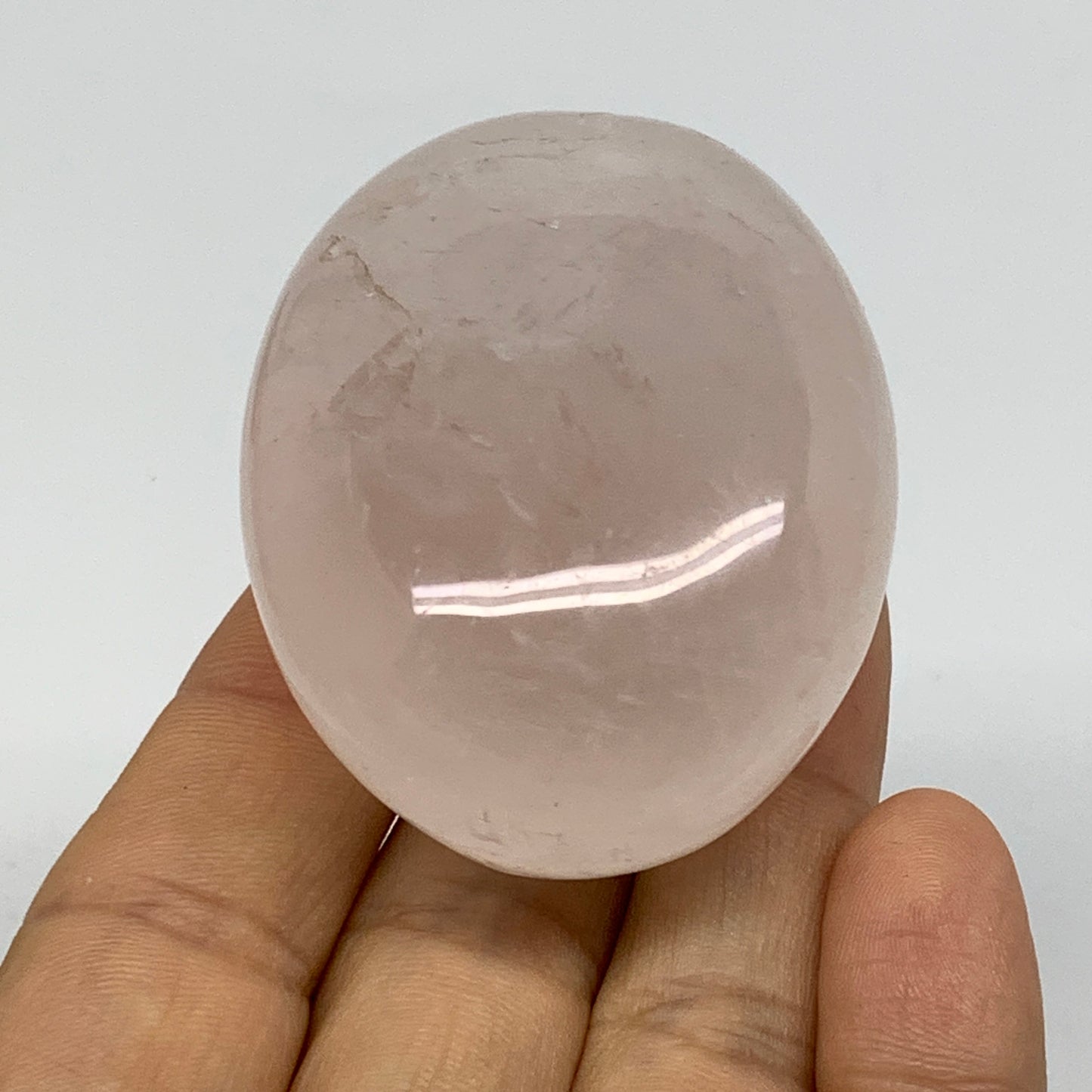 104.2g , 2.2"x1.7"x1.1", Natural Pink Rose Quartz Palm-stone Crystal, B37286