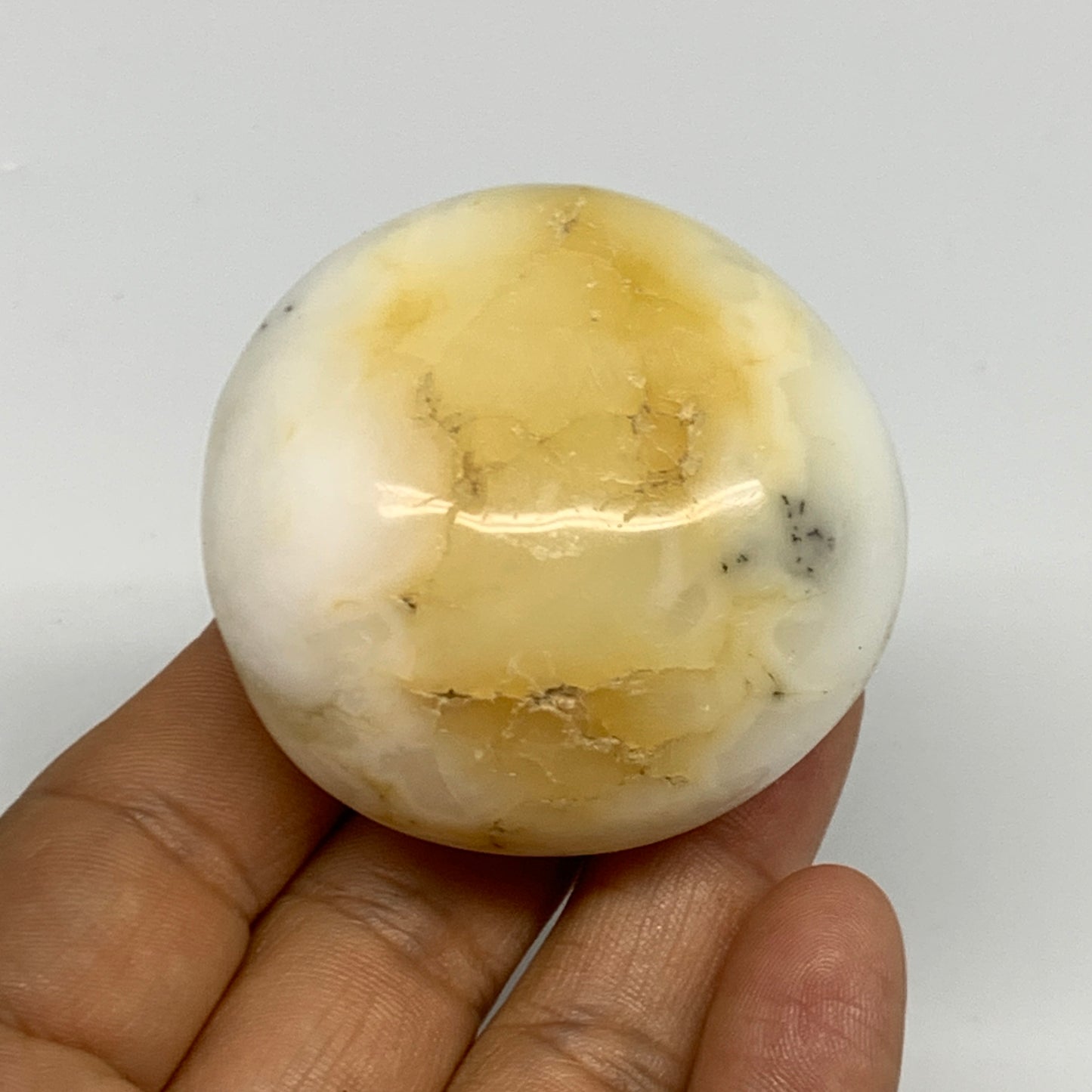91.2g, 2"x2"x1.2", Dendrite Opal Palm-Stone Reiki Energy Crystal, B27815