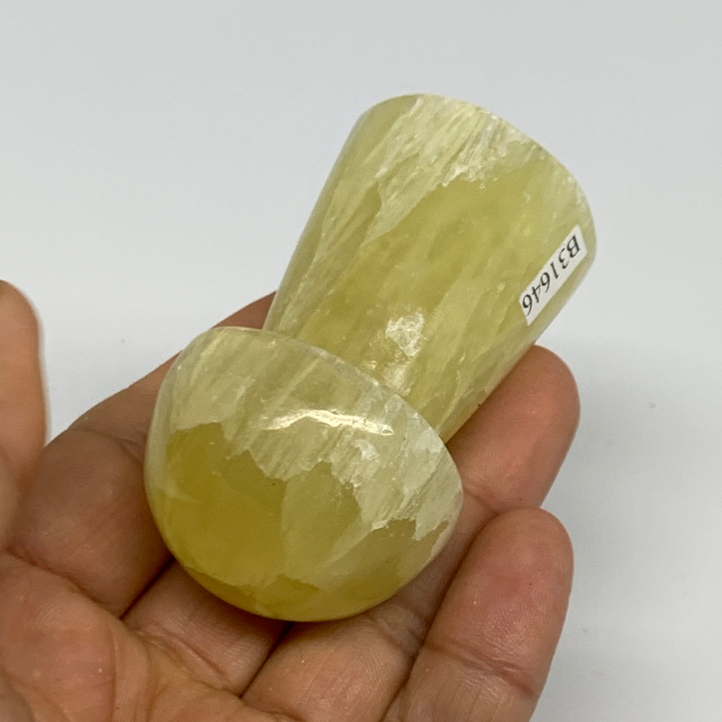 138.2g, 2.5"x1.3" Natural Lemon Calcite Mushroom Gemstone @Pakistan, B31646