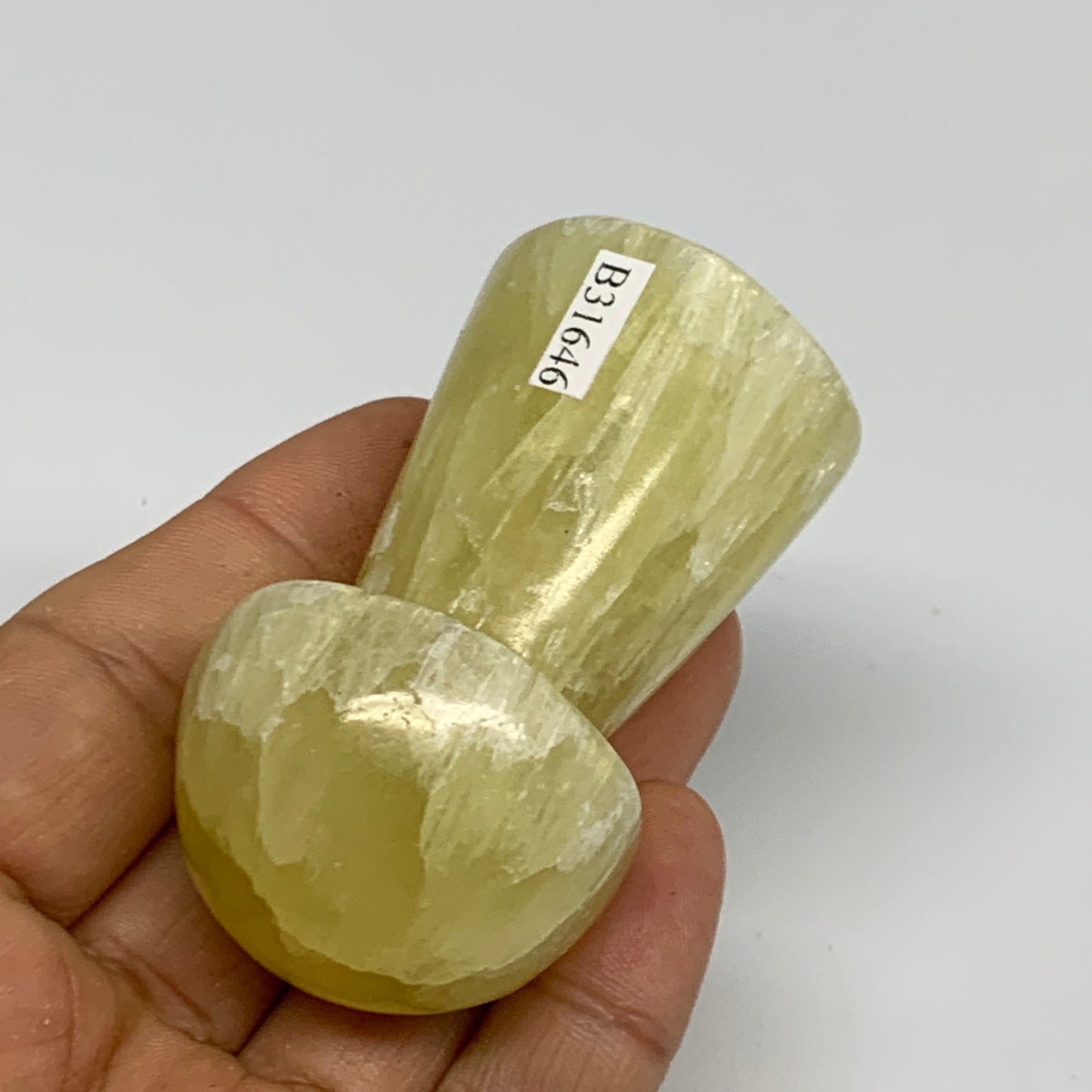 138.2g, 2.5"x1.3" Natural Lemon Calcite Mushroom Gemstone @Pakistan, B31646