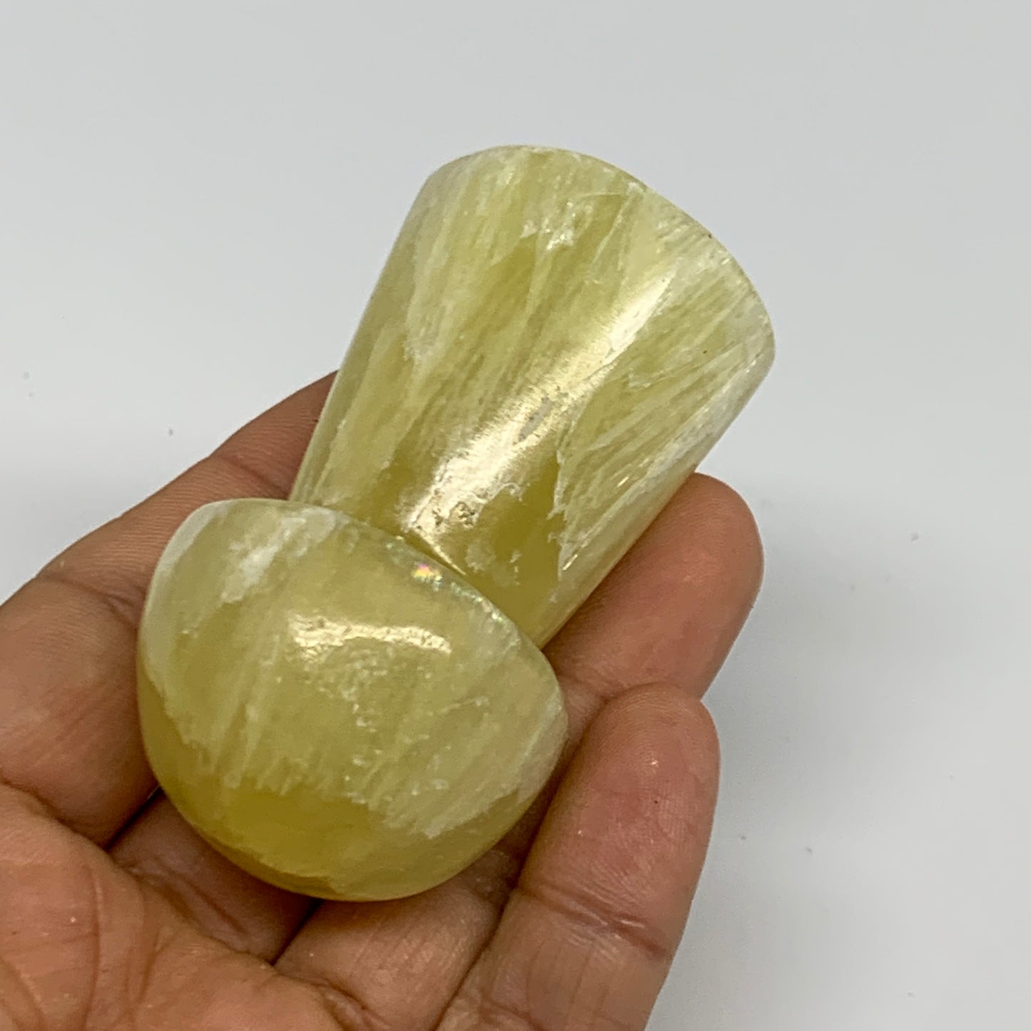 138.2g, 2.5"x1.3" Natural Lemon Calcite Mushroom Gemstone @Pakistan, B31646