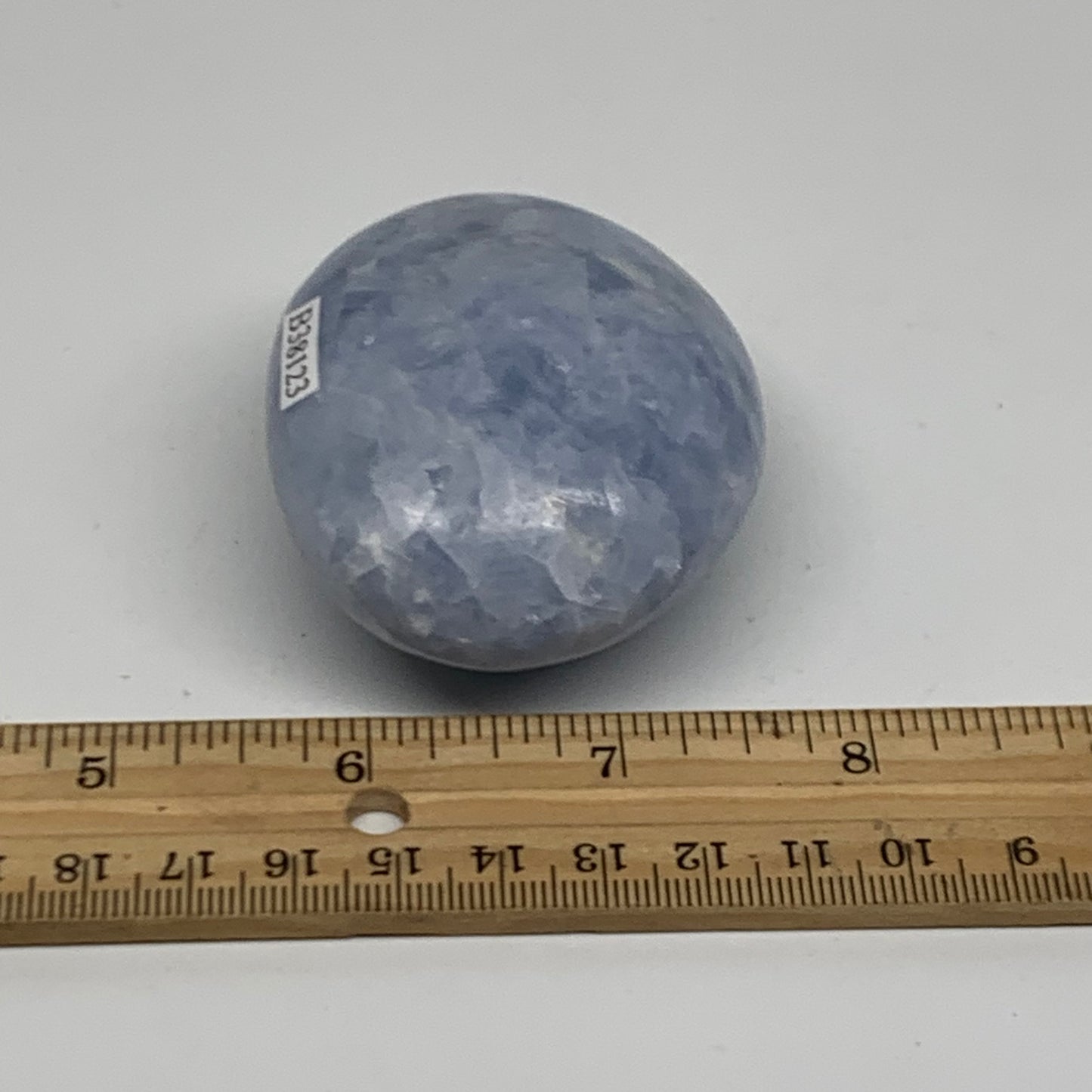 165.8g, 2.6"x2"x1.3" Blue Calcite Palm-Stone Polished Tumbled, B38123