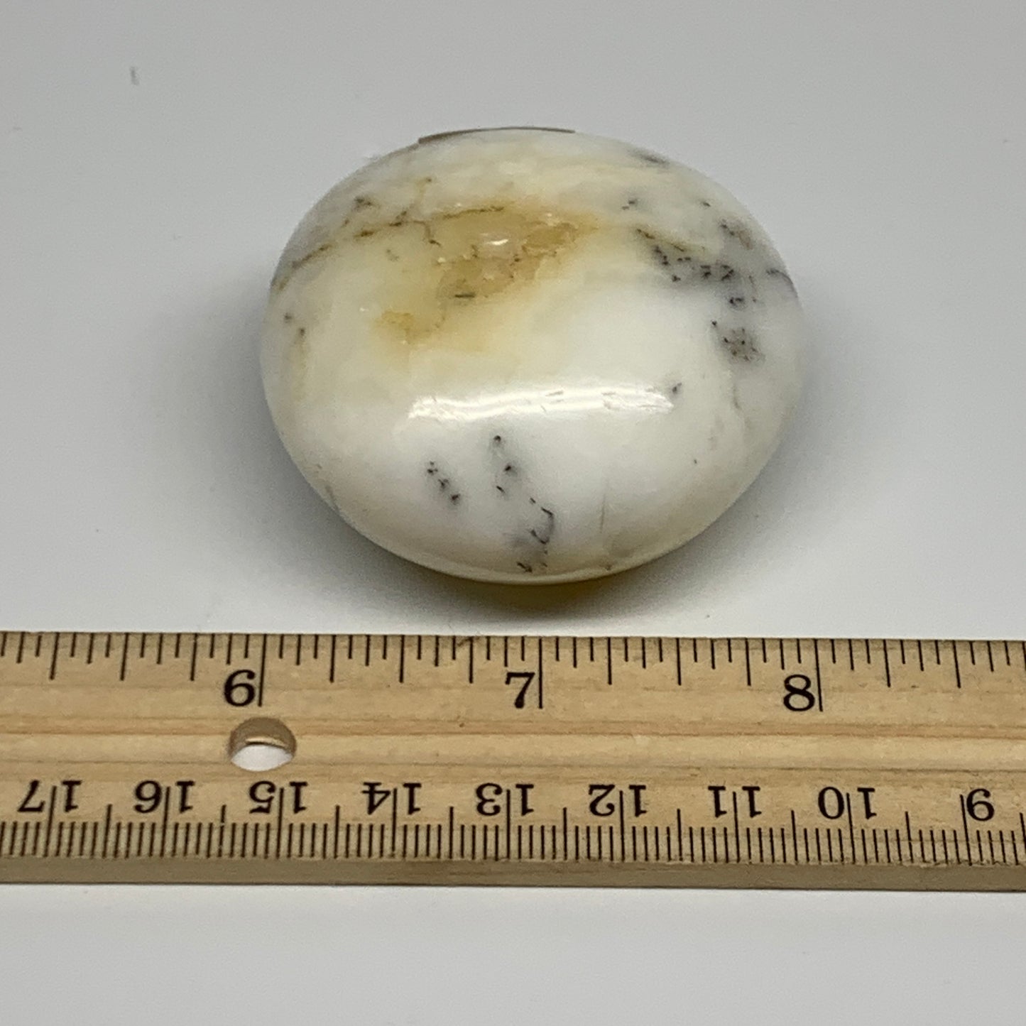 91.2g, 2"x2"x1.2", Dendrite Opal Palm-Stone Reiki Energy Crystal, B27815