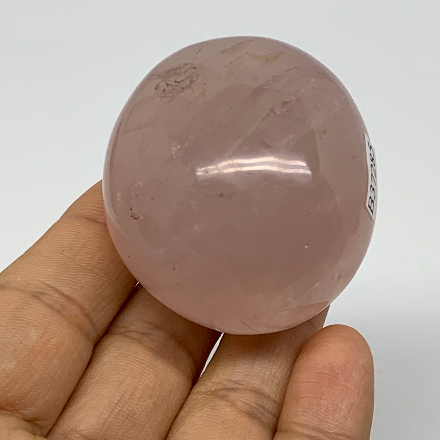 122.9g , 2.1"x1.8"x1.5", Natural Pink Rose Quartz Palm-stone Crystal, B37285